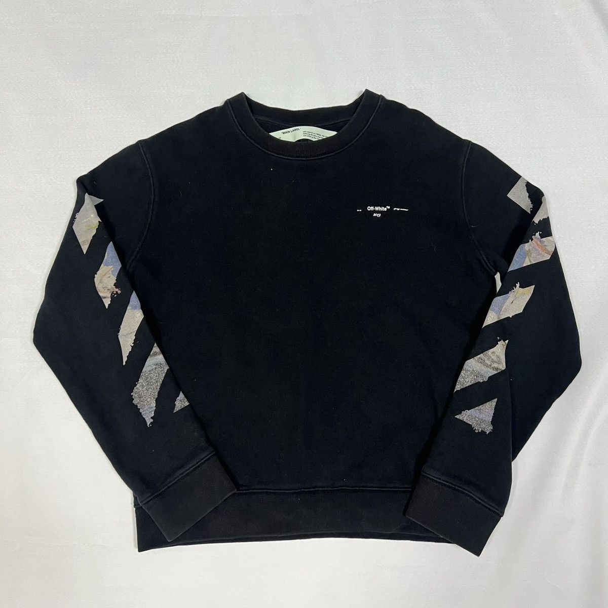 image of Off White Off-White Ss19 Diag Colored Arrow Crewneck Sweatshirt in Black, Men's (Size Large)