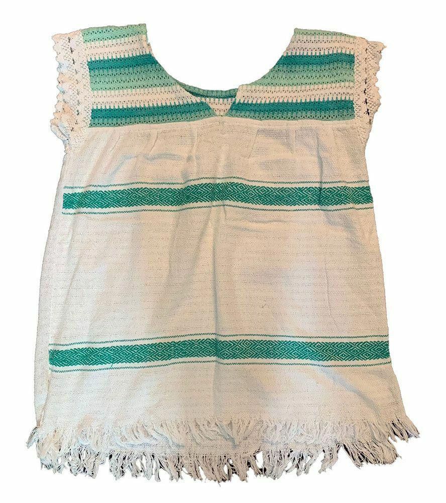 Designer Mexican Used White Loom Blouse L Size L / US 10 / IT 46 - 5 Thumbnail