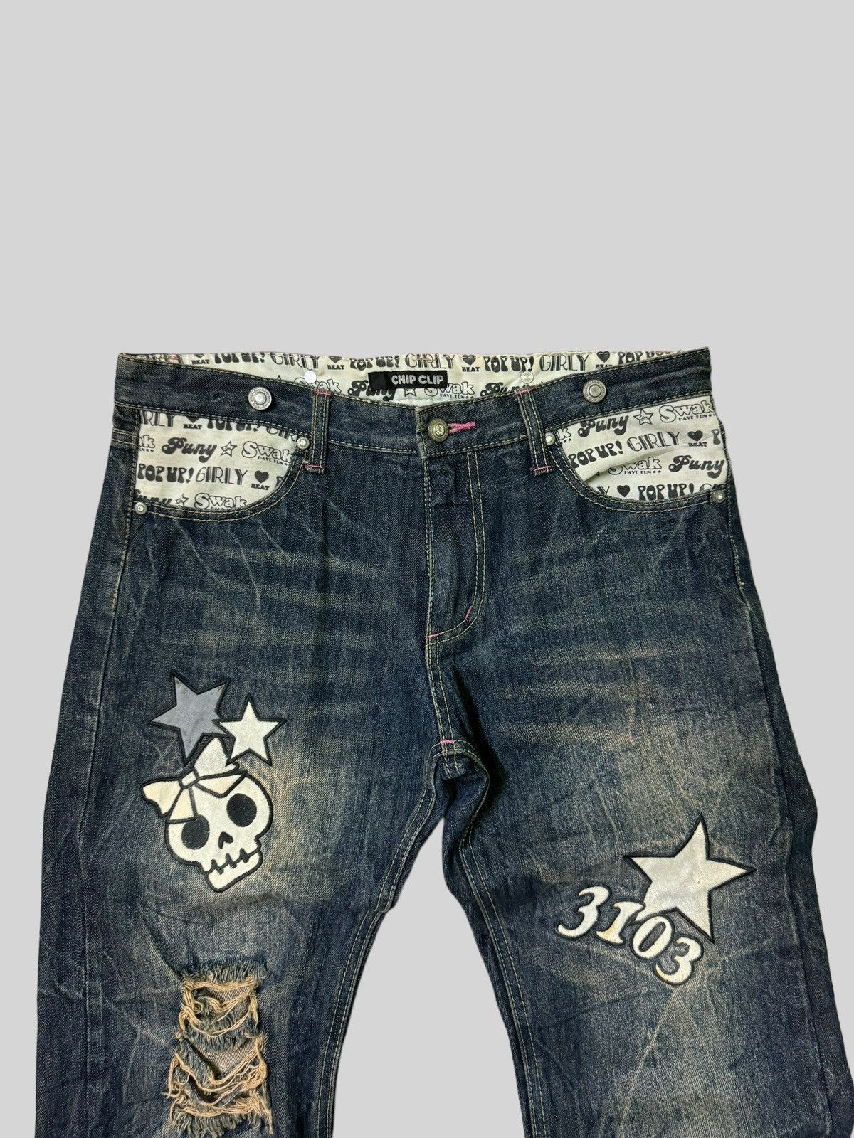 Hysteric Glamour × Japanese Brand Chip Clip Patches Pop up Girly Junya Watanabe Denim Jeans Size US 32 / EU 48 - 3 Thumbnail