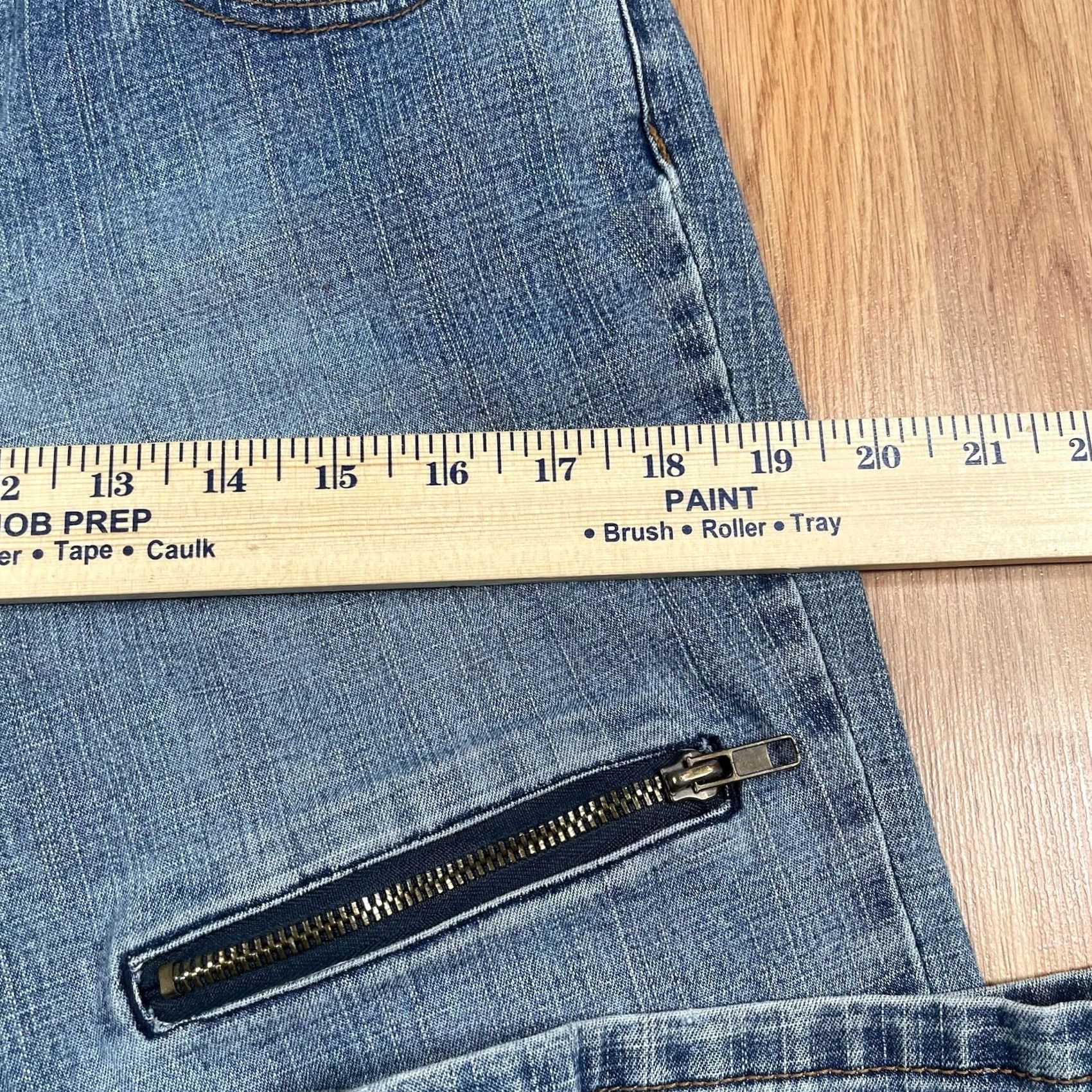 Vintage Bongo Jeans Womens 11 Straight Leg Mid Rise Stretch Zipper Blue Denim - Vintage Condition Good Size 32" / US 10 / IT 46 - 6 Thumbnail