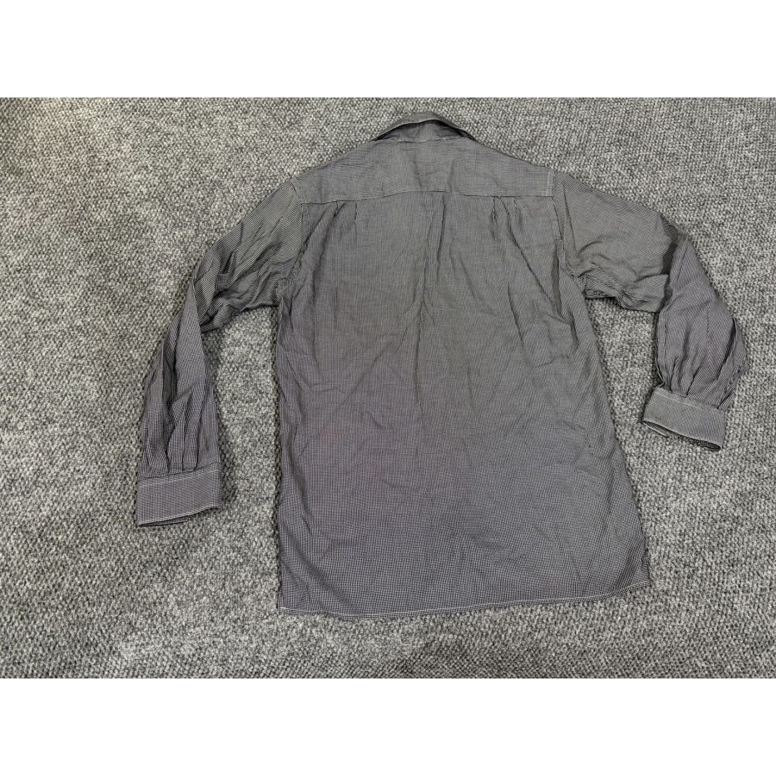 Ermenegildo Zegna VINTAGE not applicable; reconstruct: Ermenegildo Zegna Shirt Mens M Black Check Long Sleeve Dress Button Size 40R - 7 Thumbnail