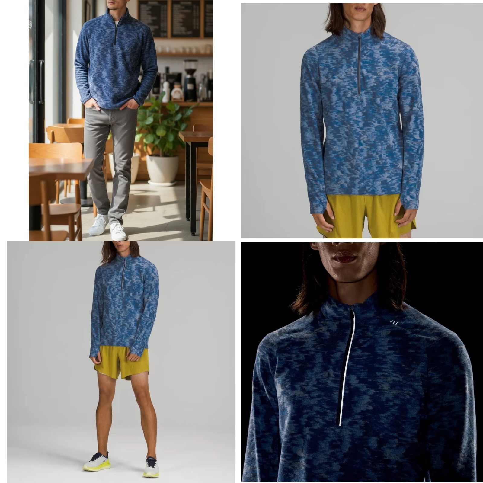 Lululemon Lululemon Surge Warm Half Zip Pullover Blue Camo Rulu Running Gym Mens XL Size US XL / EU 56 / 4 - 8 Thumbnail