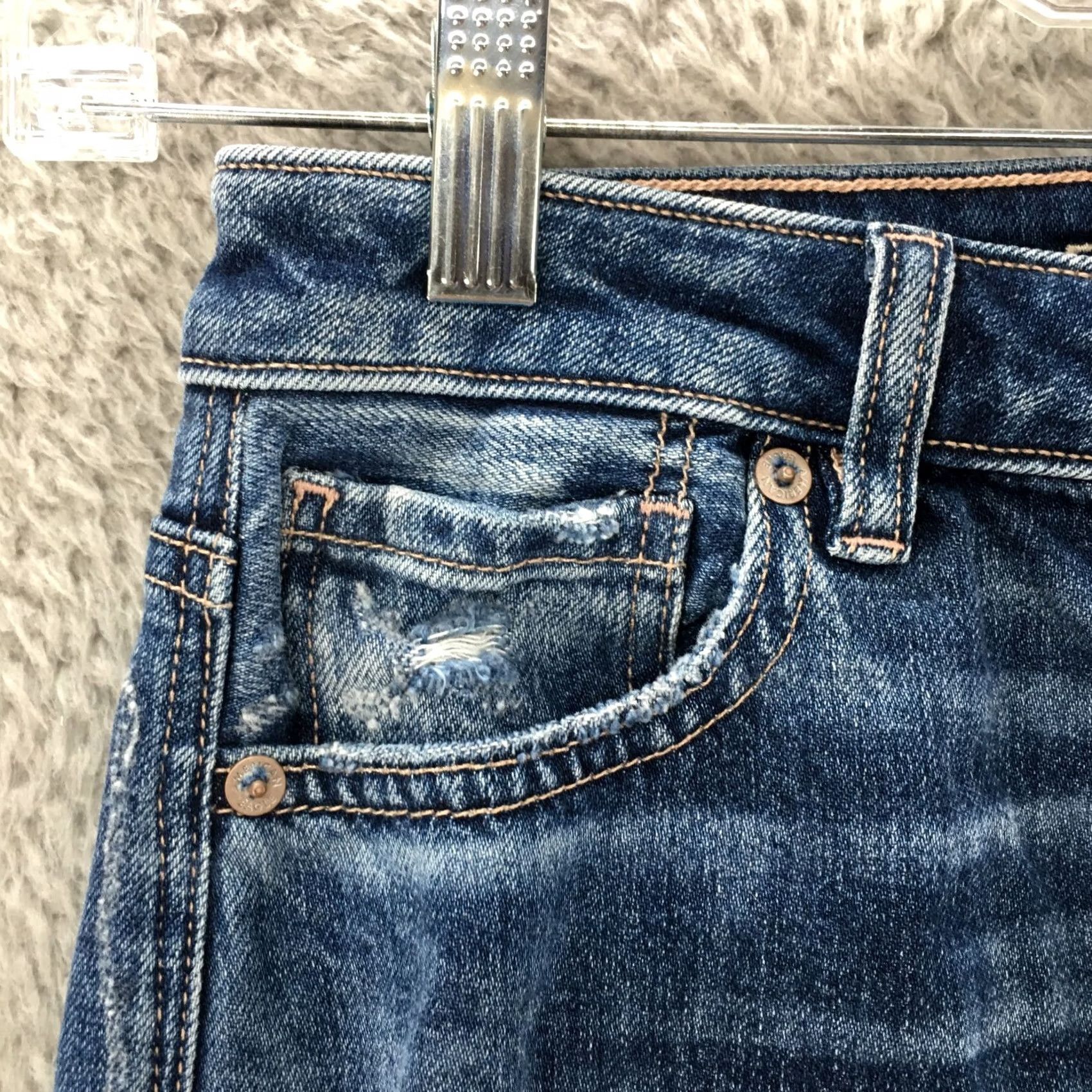 American Eagle Outfitters American Eagle Outfitters Jeans Womens 2 Blue Medium Wash Distressed Straight Jeans Women Size 26" / US 2 / IT 38 - 3 Thumbnail