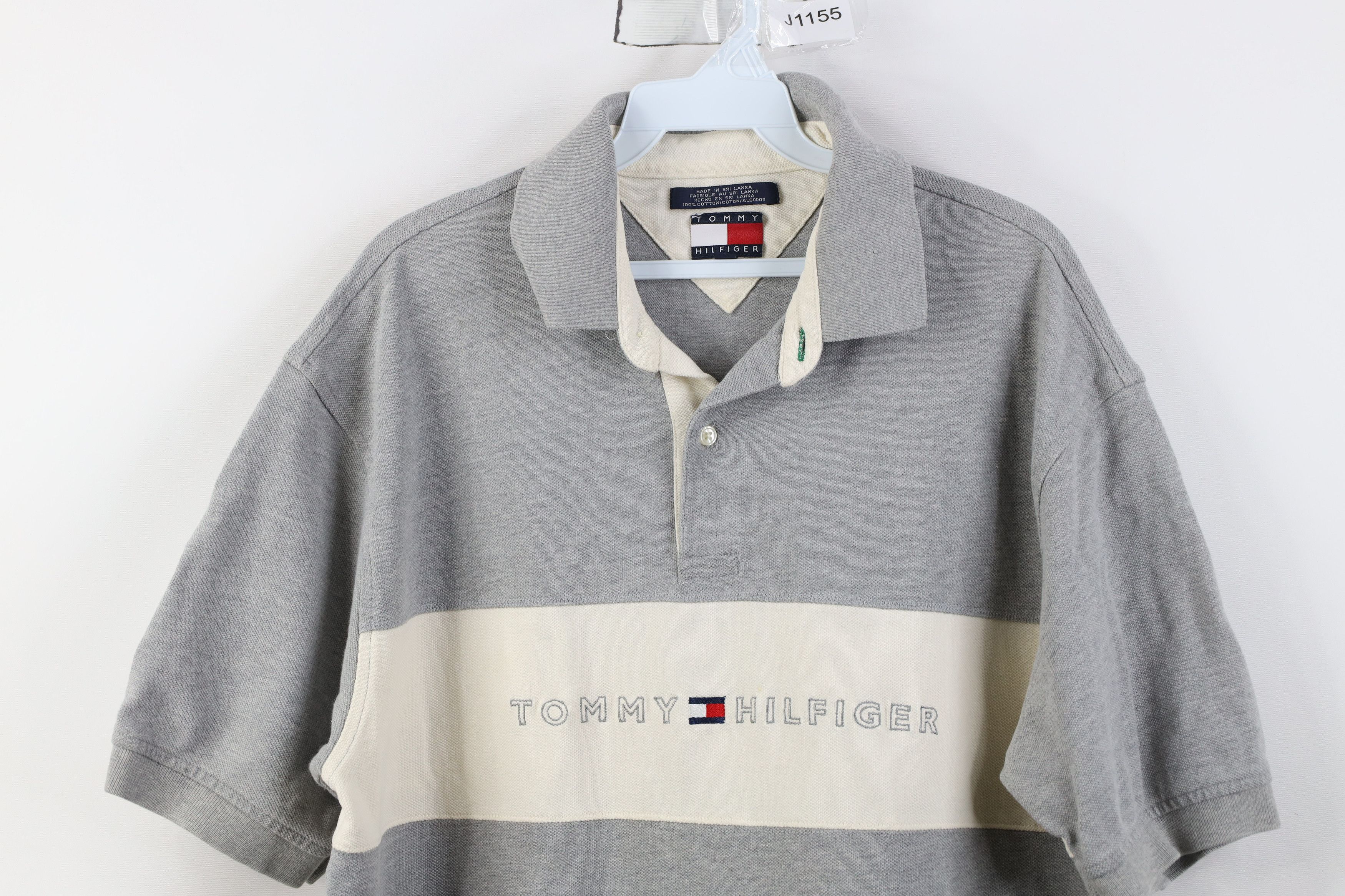 Tommy Hilfiger Vintage 90s Tommy Hilfiger Striped Rugby Polo Shirt Gray Size US L / EU 52-54 / 3 - 2 Thumbnail