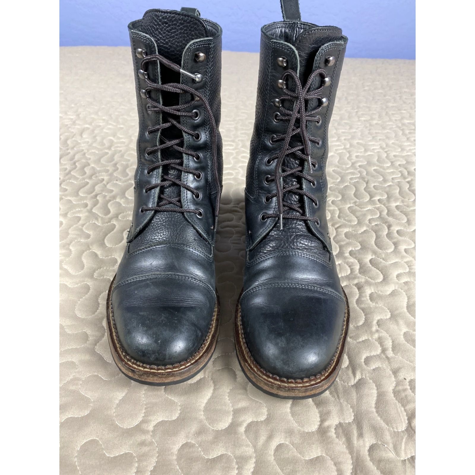 Bruno Magli Bruno Magli Pristine Palatino Black Leather Boots Lace Up Combat Chukka Sz 8.5 Size US 9 / EU 42 - 3 Thumbnail