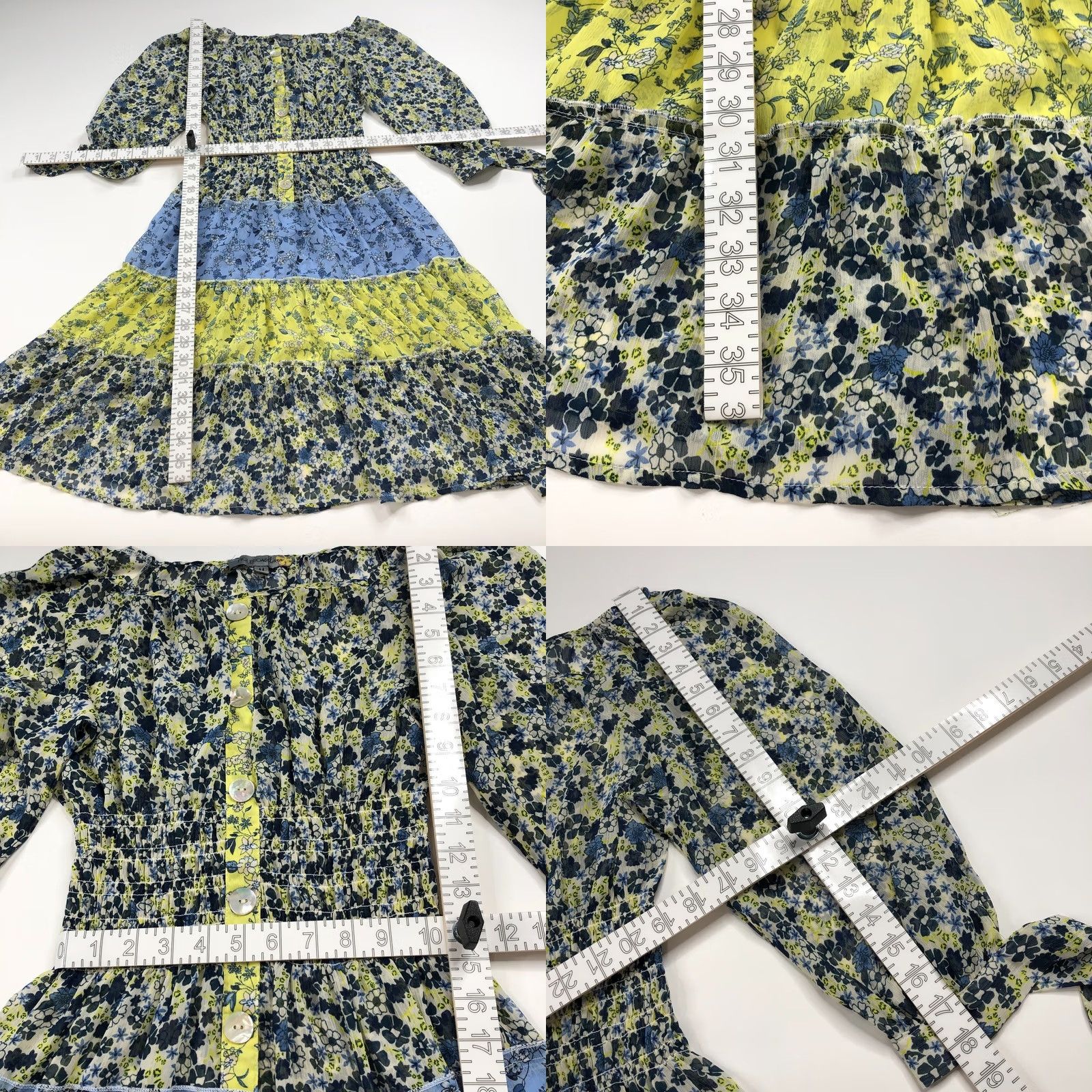 Vintage Figueroa & Flower MED Sheer Smock BOHO Above Knee Dress Floral Pattern Mini Shirt Sleeve 3/4 Polyester Women XS? (Cannot determine size) Size M / US 6-8 / IT 42-44 - 8 Thumbnail