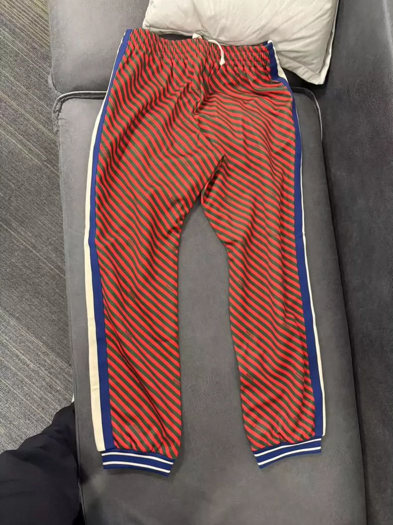 Gucci Gucci SizeM Vintage red and green oblique striped casual sp Size US 32 / EU 48 - 2 Thumbnail
