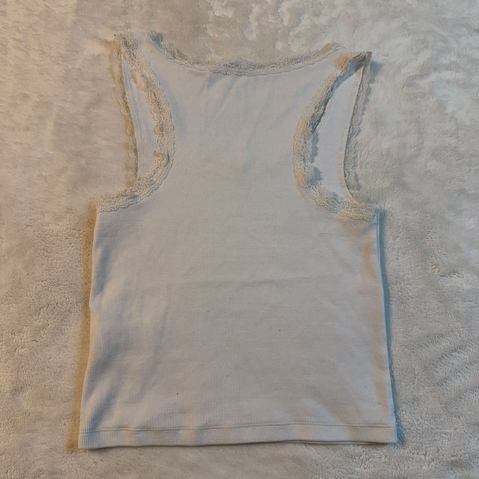 & Other Stories White Amy & Ivy Ribbed Lace-Trim Camisole Tank top Size M / US 6-8 / IT 42-44 - 5 Thumbnail