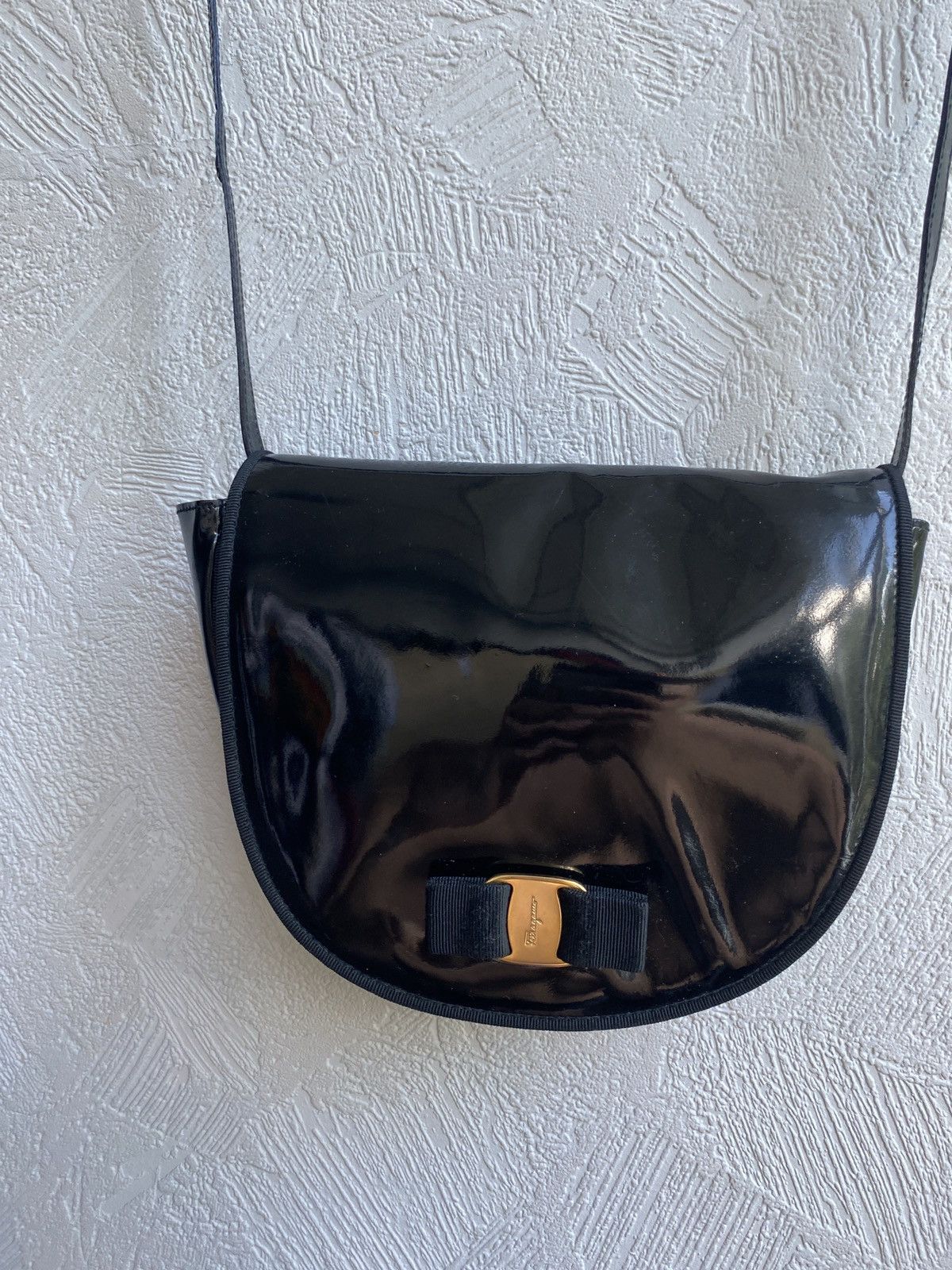 Salvatore Ferragamo Salvatore Ferragamo Black Patent Leather Shoulder Bag Size ONE SIZE - 3 Thumbnail