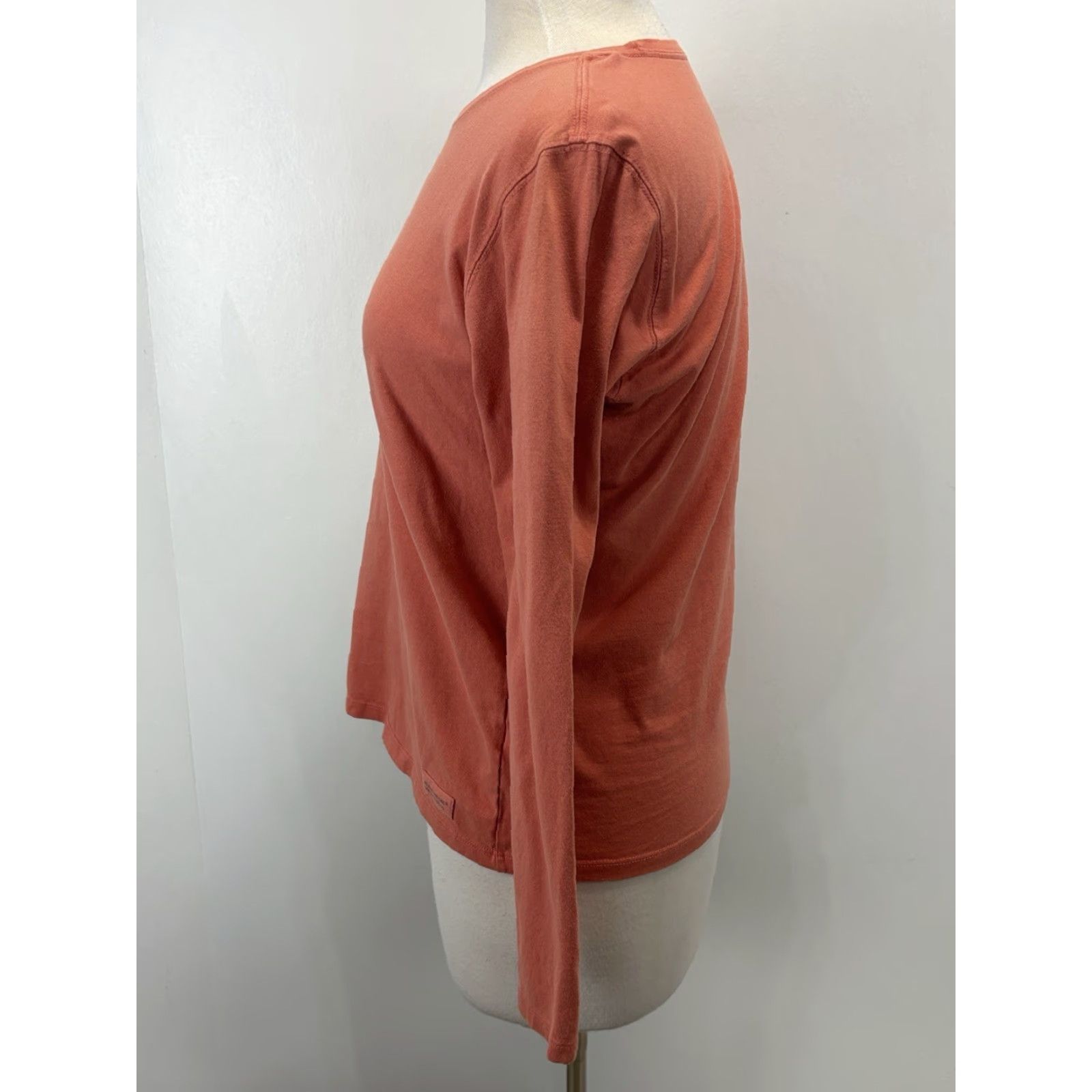 Life is Good Life is Good Women's T-Shirt, Orange Happy Camper V-Neck Long Sleeve, Relaxed Fit, Size M, Graphic Tee, Cotton, Camping/Mountains, Womens Size M / US 6-8 / IT 42-44 - 2 Thumbnail