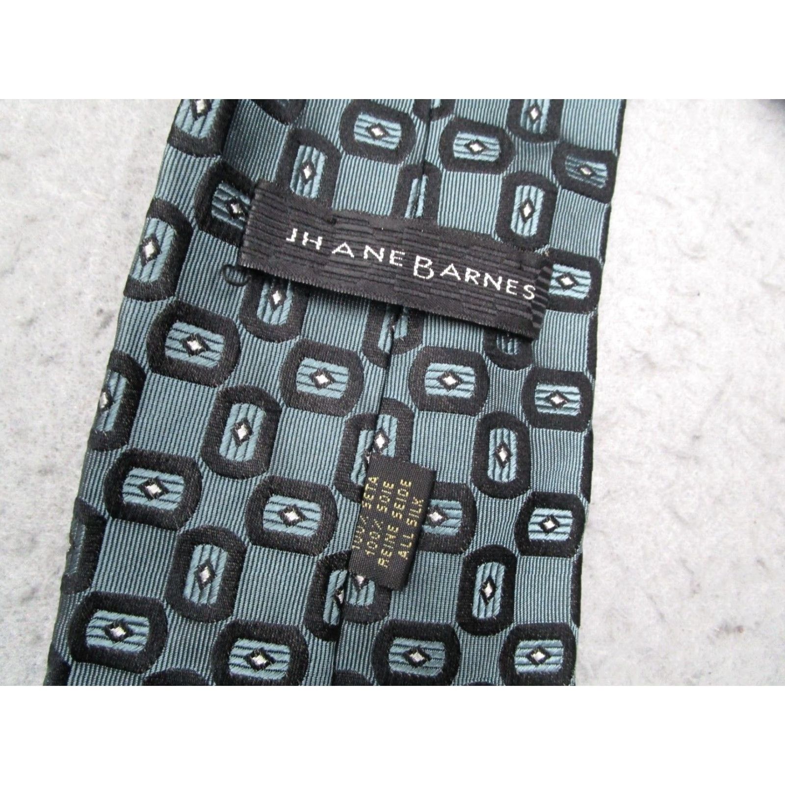 Vintage VINTAGE Jhane Barnes Men's Blue Silk Neck Tie Abstract Geometric Handmade Made in Italy Classic 57-60" Size ONE SIZE - 2 Thumbnail