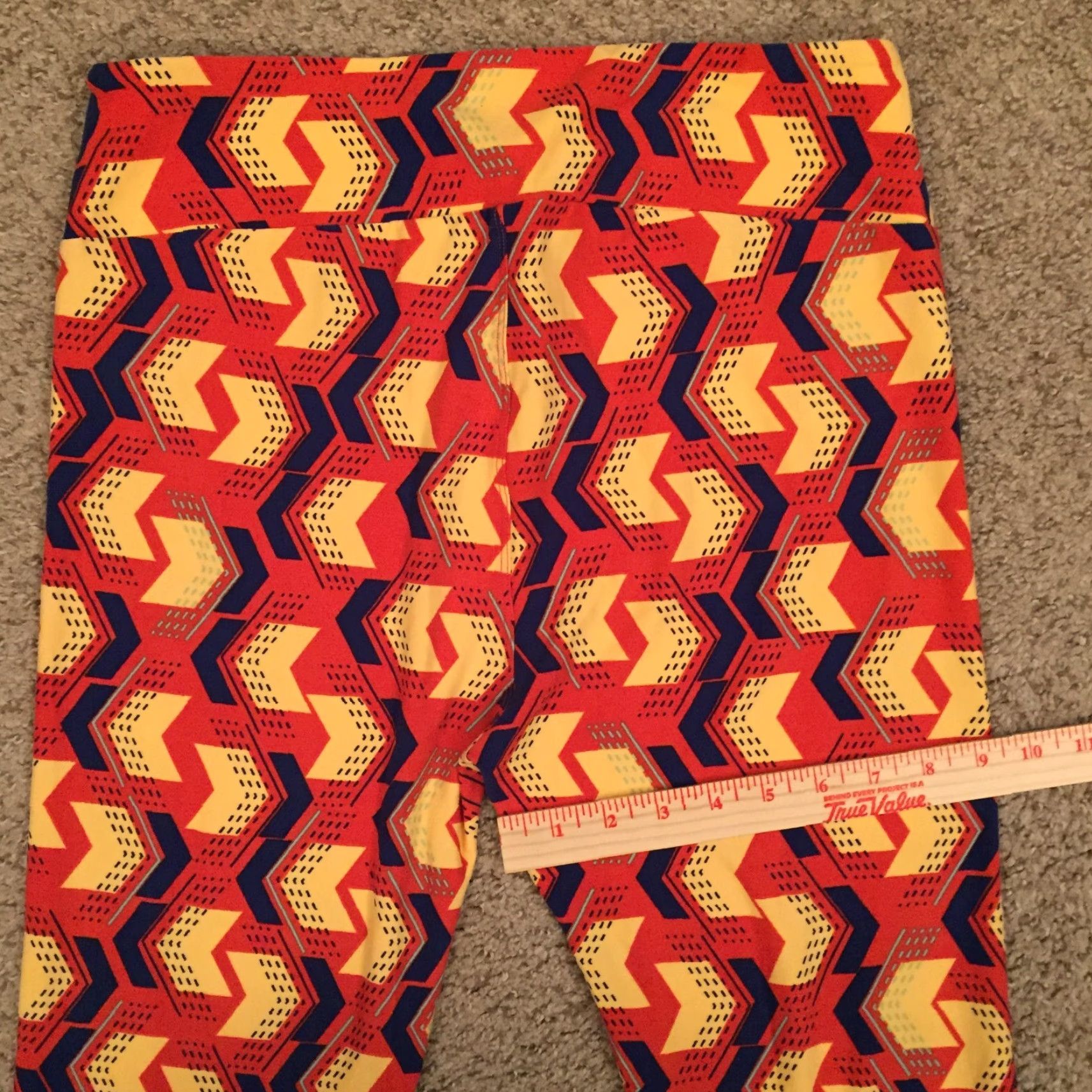 Vintage LuLaRoe Tall & Curvy Leggings Orange Chevron Jogger Elastic Waist Women 32 Inseam 27 High Rise Casual Size 24" / US 00 / IT 34 - 7 Thumbnail