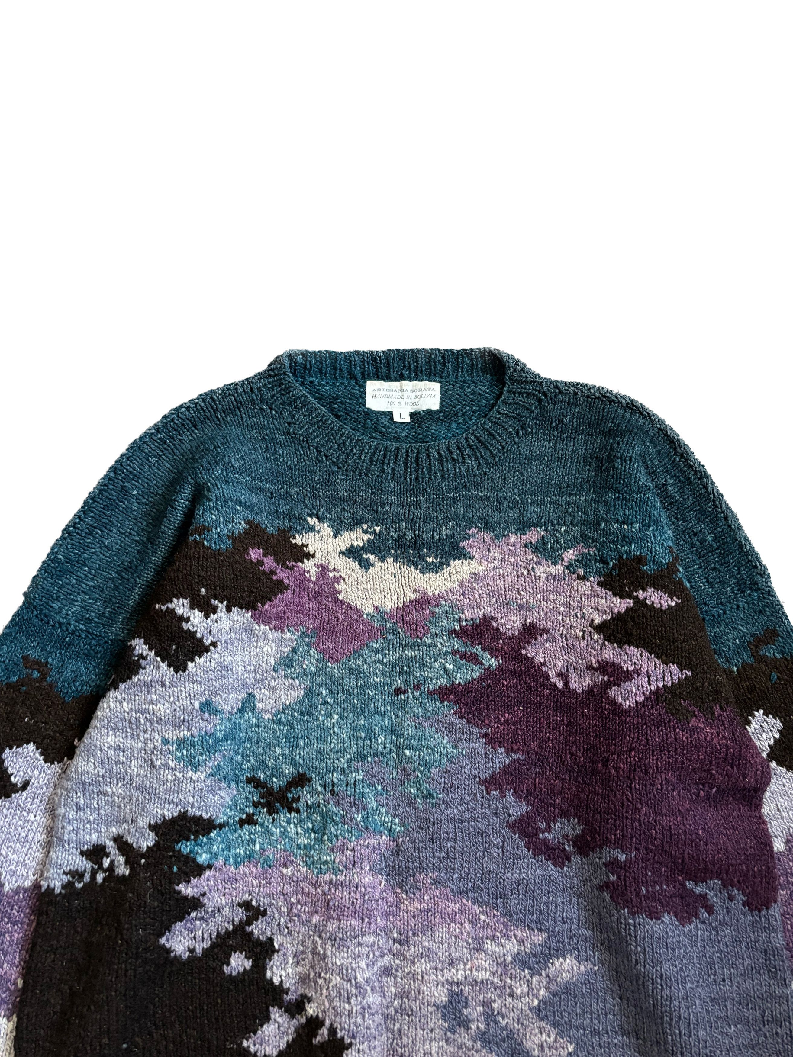 Handmade Wool Alpaca Heavyweight Multiblock Sweater Oversized Bolivia Size US M / EU 48-50 / 2 - 3 Thumbnail