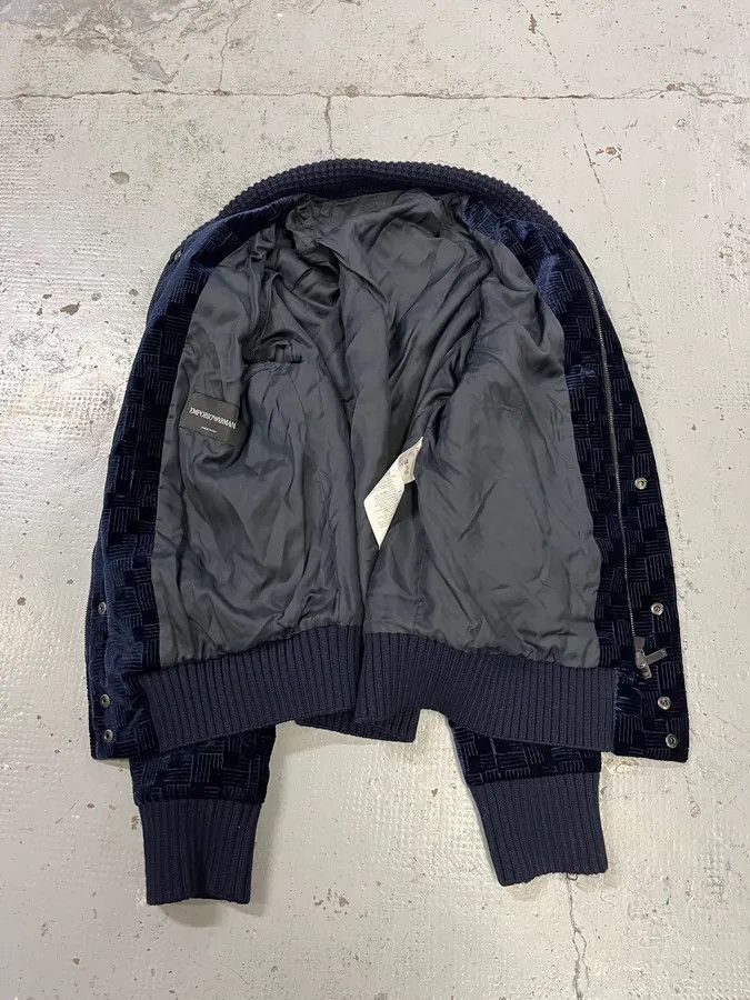 Emporio Armani SS2017 Emporio Armani Velvet Textured Navy Bomber Jacket Size US M / EU 48-50 / 2 - 7 Thumbnail