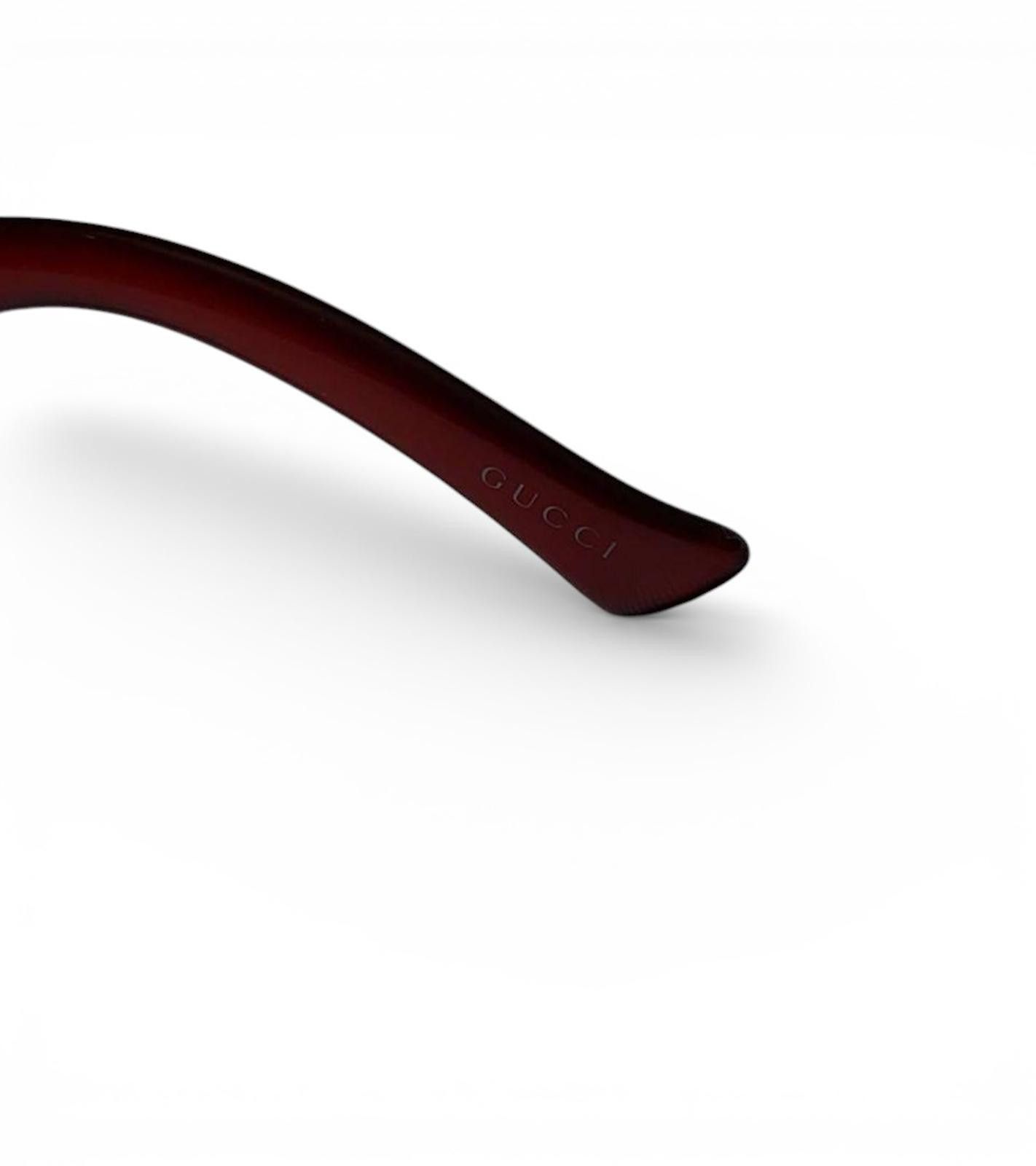 Gucci Gucci - Red Oversized Sunglasses Gold Accent Size ONE SIZE - 8 Thumbnail
