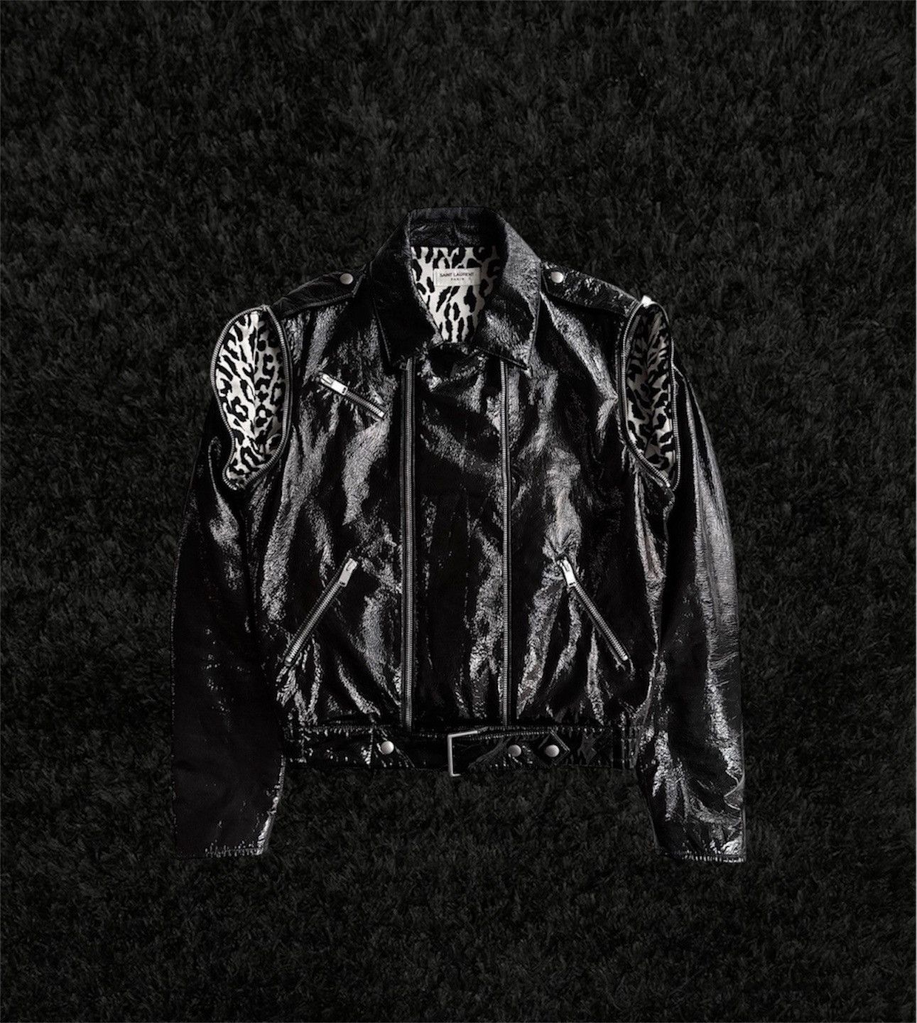 Hedi Slimane FW15 Saint Laurent RUNWAY convertable patent leather jacket Size US S / EU 44-46 / 1 - 1 Thumbnail