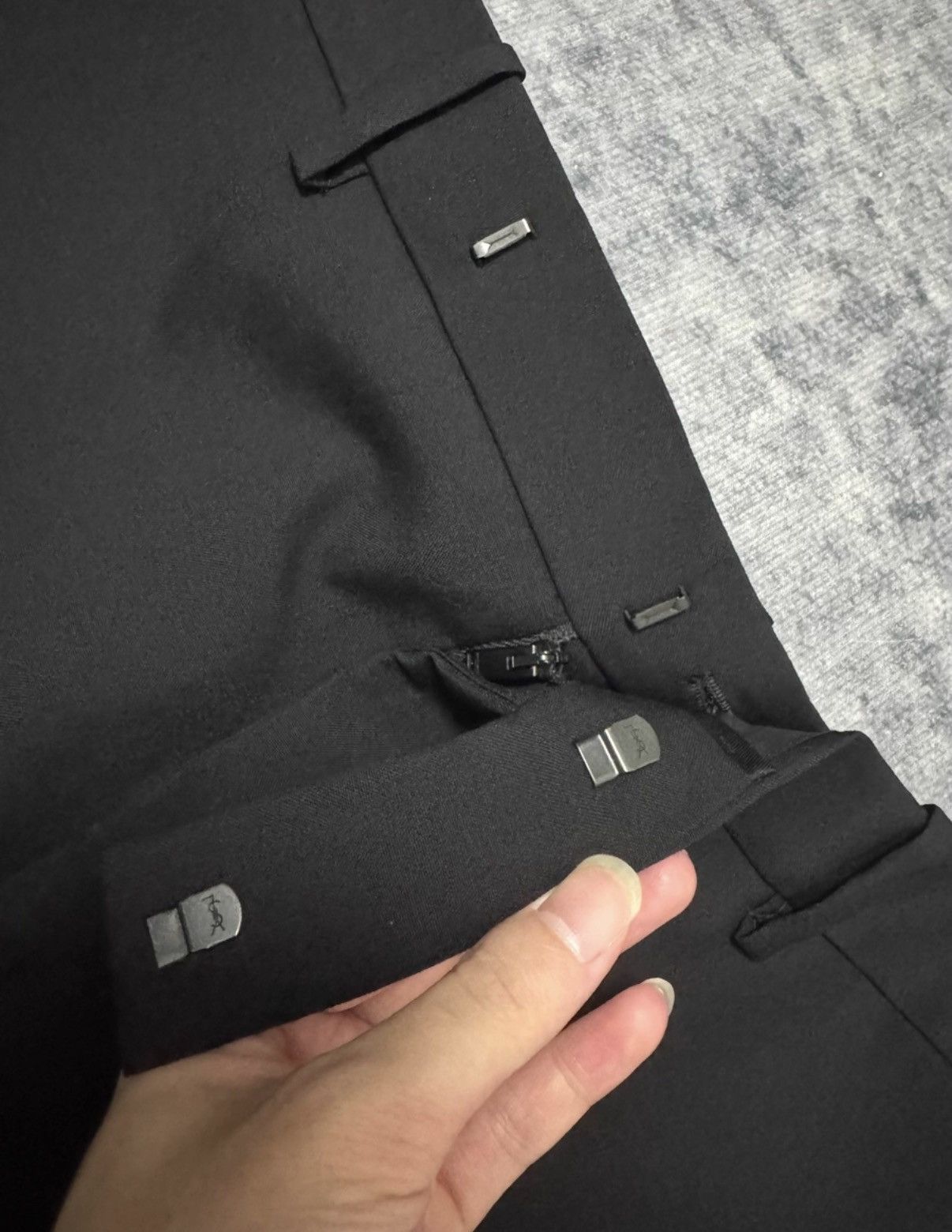 Saint Laurent Paris SLP 19SS Wool Side Sequin Rhombus Stud Tailored Pants Size US 28 / EU 44 - 9 Thumbnail