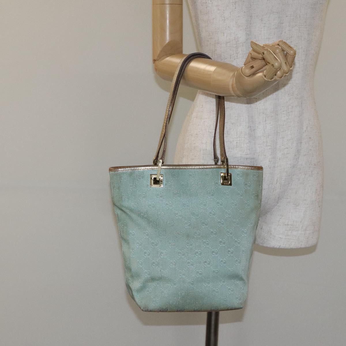 Gucci GUCCI GG Canvas Tote Bag Light Blue Gold 002 002 Size ONE SIZE - 21 Thumbnail