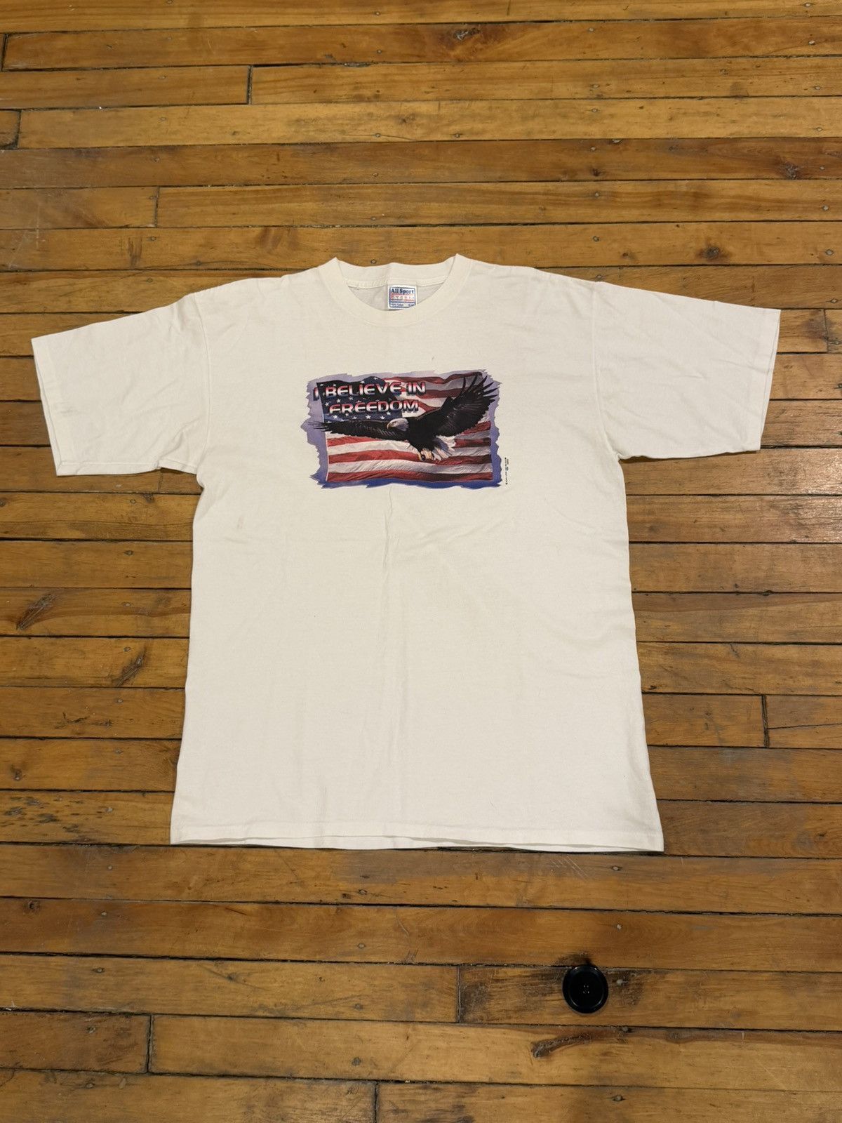 Vintage Vintage i believe in freedom USA bald eagle single stitch t Size US XL / EU 56 / 4 - 2 Thumbnail