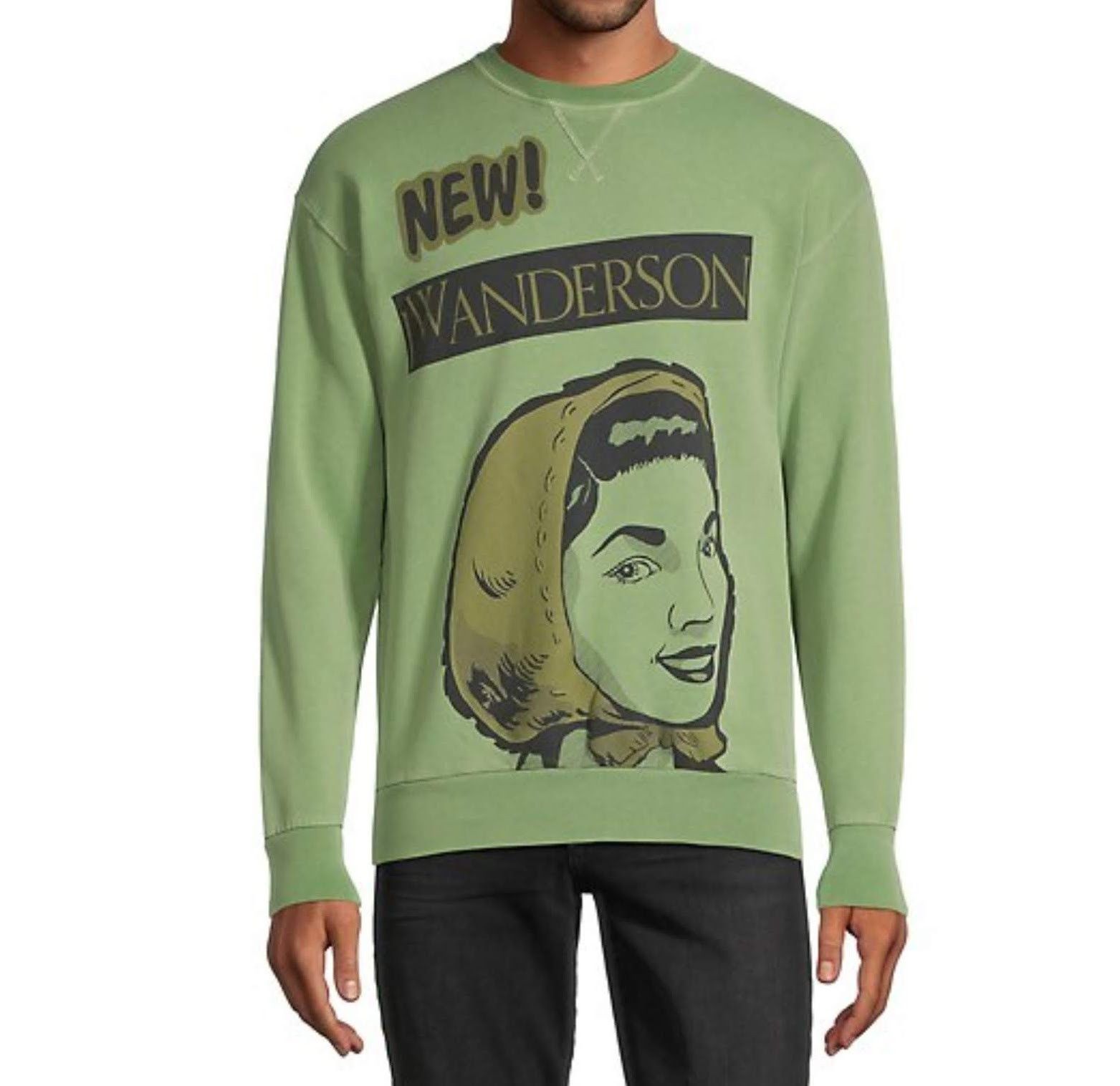 image of J W Anderson Bonnet Print Sweatshirt in Green, Men's (Size XL)