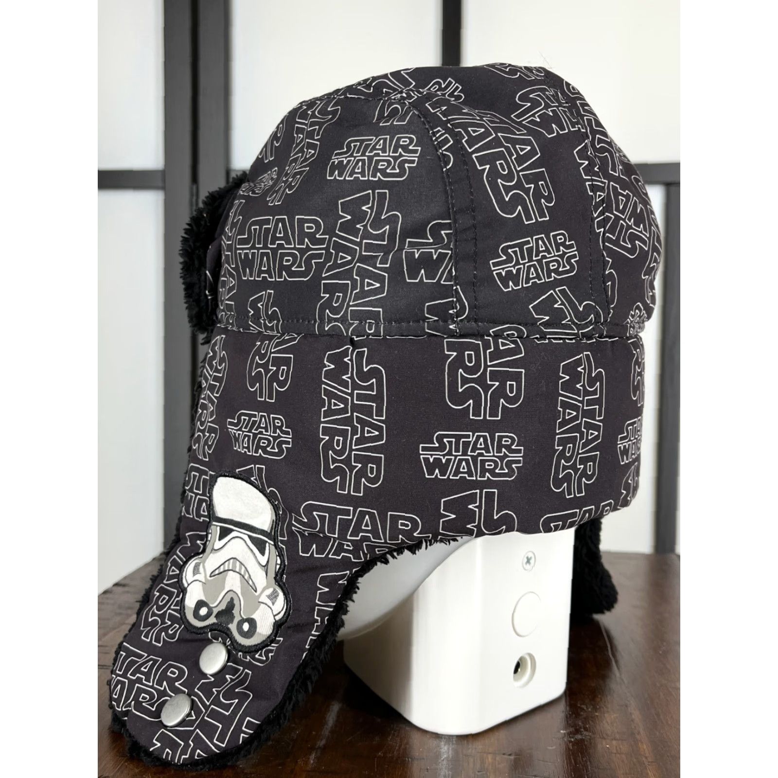 Star Wars Star Wars Trapper Hat Adult One Size Gray Black Insulated Flaps Storm Trooper F Mens Cap Winter Hat Men’s Knit 90s Movie Theme Size ONE SIZE - 5 Thumbnail