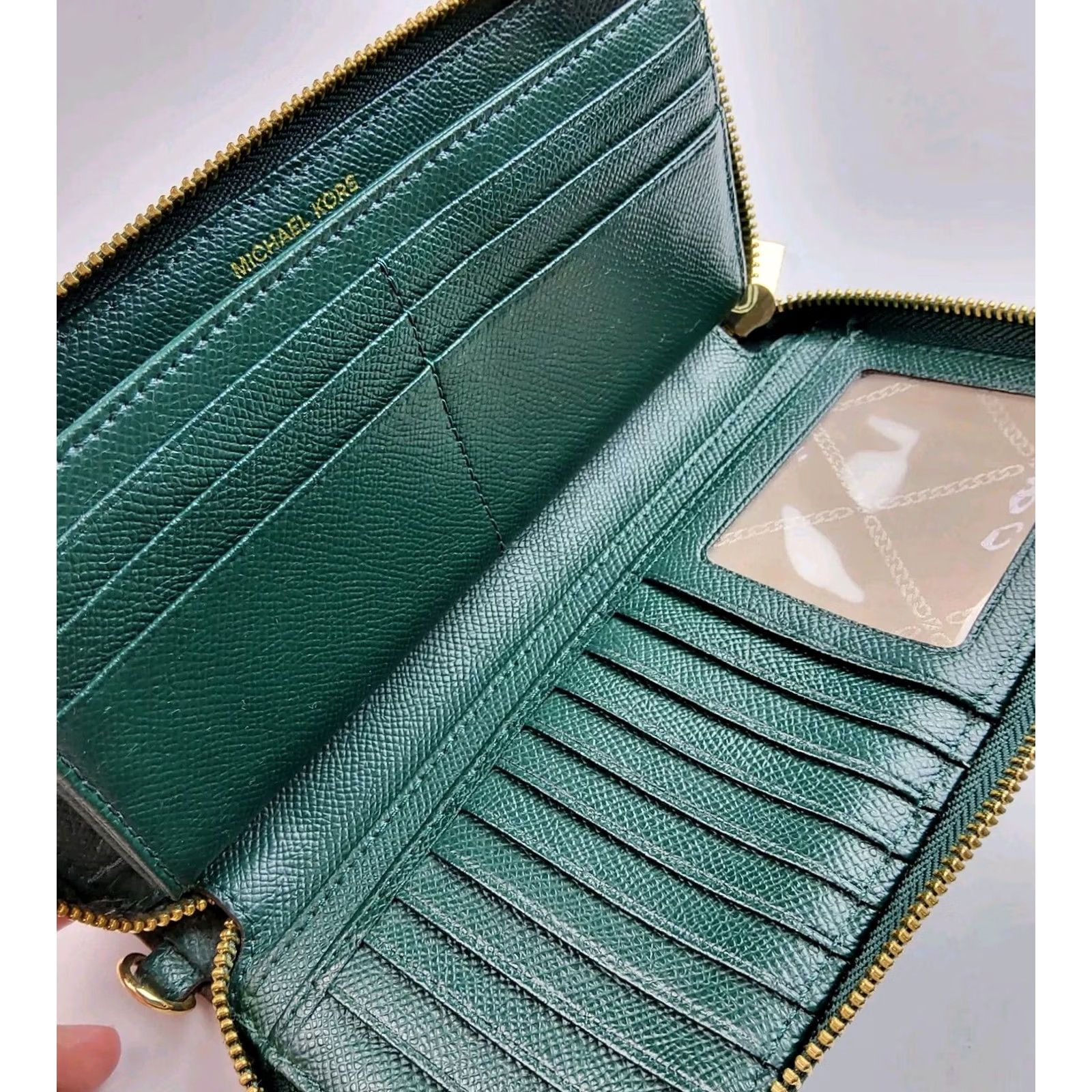 Michael Kors Michael Kors Womens Green Leather Zip Around Wallet Size ONE SIZE - 5 Thumbnail