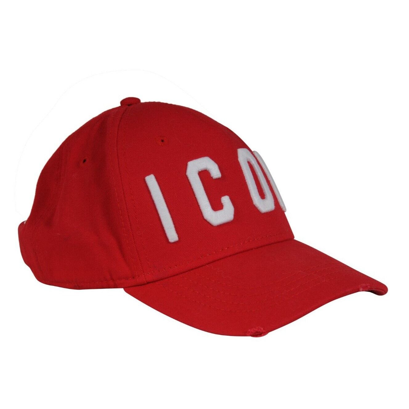 Dsquared2 ICON Distressed 5 Panal Cap Red Hat Baseball Size ONE SIZE - 10 Thumbnail
