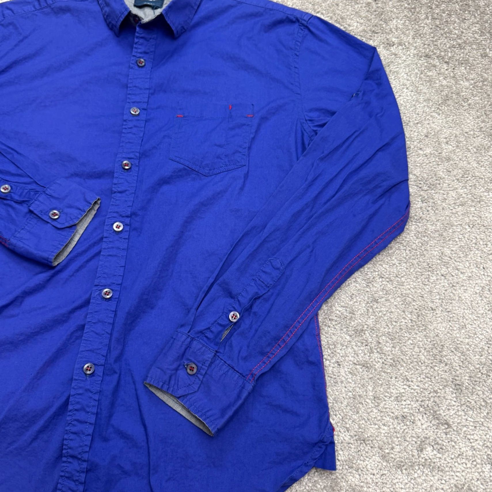 Massimo Dutti Massimo Dutti Button-Up Shirt Mens Large Royal Blue Cotton Long Sleeve Regular Fit Casual Workwear Classic Preppy Size US L / EU 52-54 / 3 - 4 Thumbnail