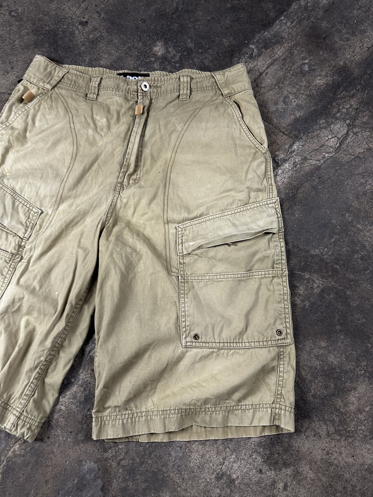 Schott 2000s Schott Baggy Cargo Military Washed Y2k Shorts Size US 32 / EU 48 - 3 Thumbnail