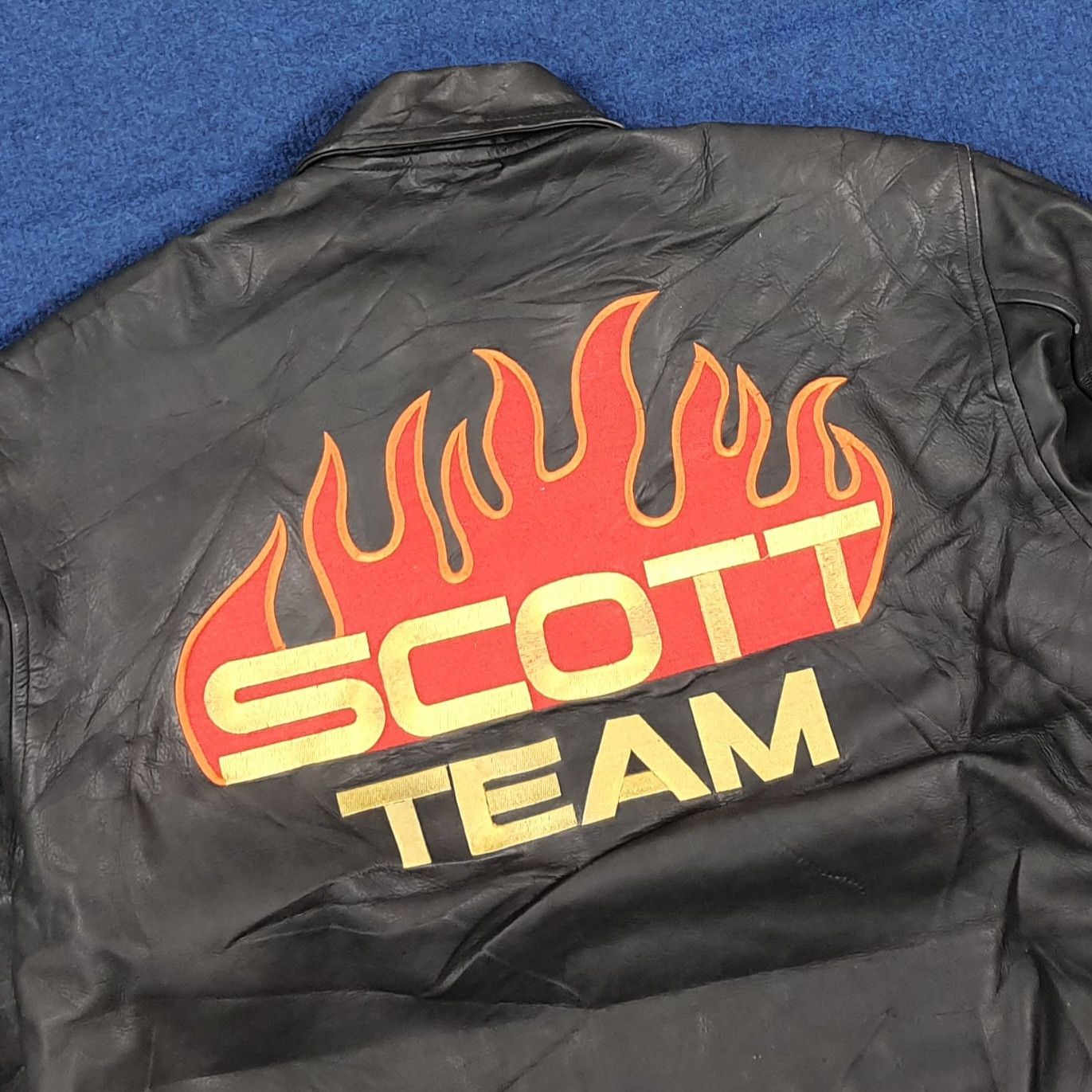 Schott SCOTT TEAM Moto Leather Jacket with Large Back Flames Size US L / EU 52-54 / 3 - 2 Thumbnail