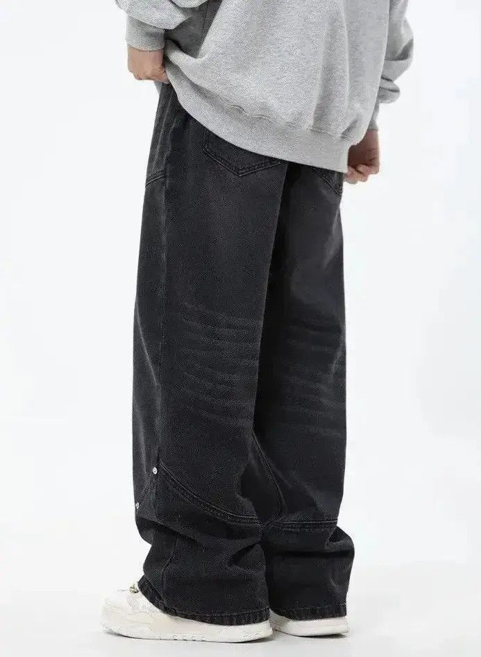 Japanese Brand Streetwear Casual Design Washed Black Loose Jeans Pants Size US 32 / EU 48 - 5 Thumbnail