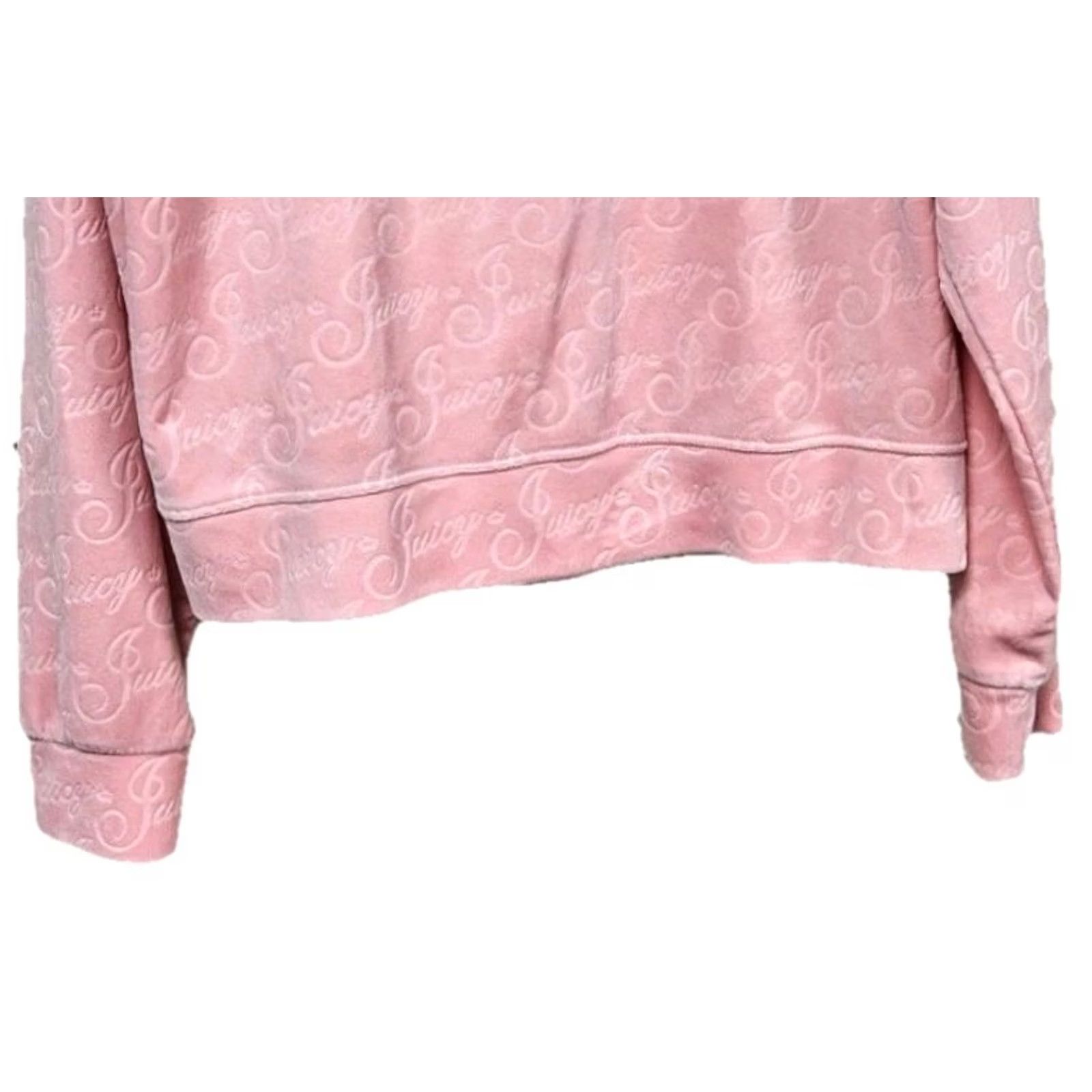 Juicy Couture VINTAGEJuicy Couture Pink Velour Full Zip Hoodie Track Jacket Womens L Velour Full Zip Logo Pattern Retro Jacket 90s Size L / US 10 / IT 46 - 5 Thumbnail
