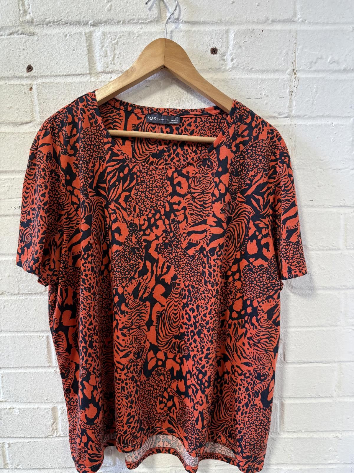 M.E. Sport M&S Wild Animal Print Top in Vibrant Red and Black Size M / US 6-8 / IT 42-44 - 1 Thumbnail