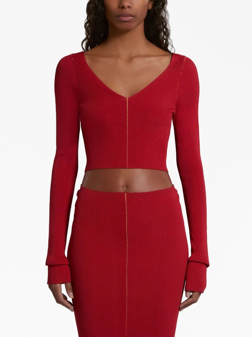 Marni o1w1db10824 V-Neck Jumper in Red Size M / US 6-8 / IT 42-44 - 3 Thumbnail