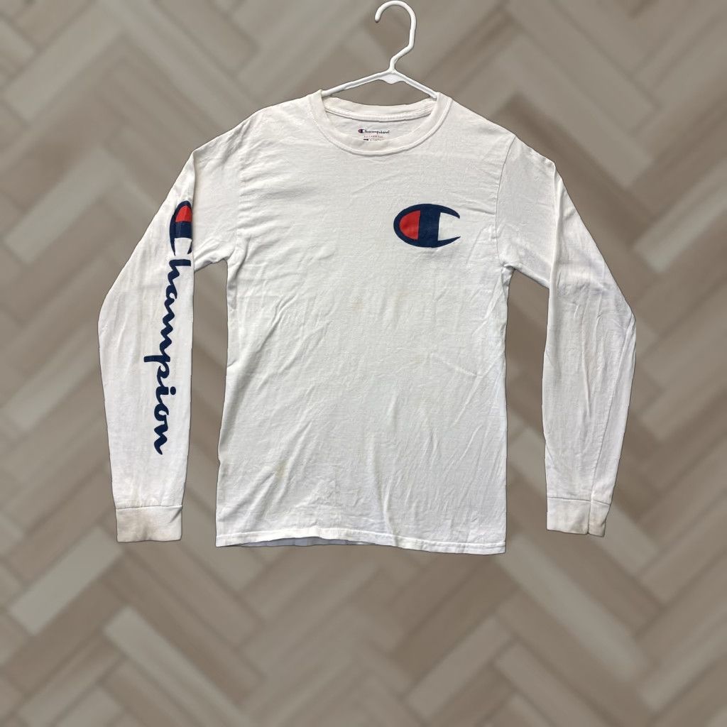 Champion Champion Shirt Mens S White Long Sleeve Crew Neck Tee Logo Casual Outdoor 103-36 Size US S / EU 44-46 / 1 - 1 Thumbnail