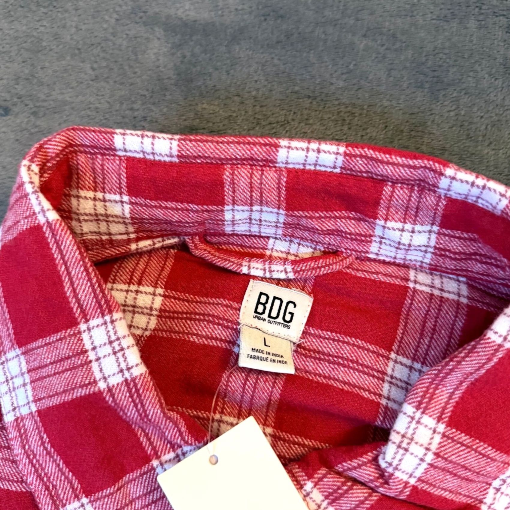 Urban Outfitters BDG Urban Outfitters Plaid Flannel Shirt Womens Large Red White Relaxed Fit NWT Size L / US 10 / IT 46 - 2 Thumbnail