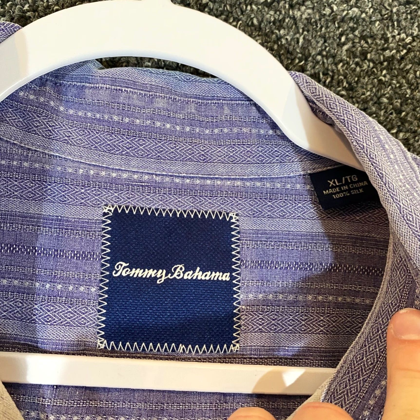Tommy Bahama TOMMY BAHAMA Shirt Men XL Blue Striped 100% Silk Hawaiian Button-Up S/S Shirt Size US XL / EU 56 / 4 - 2 Thumbnail