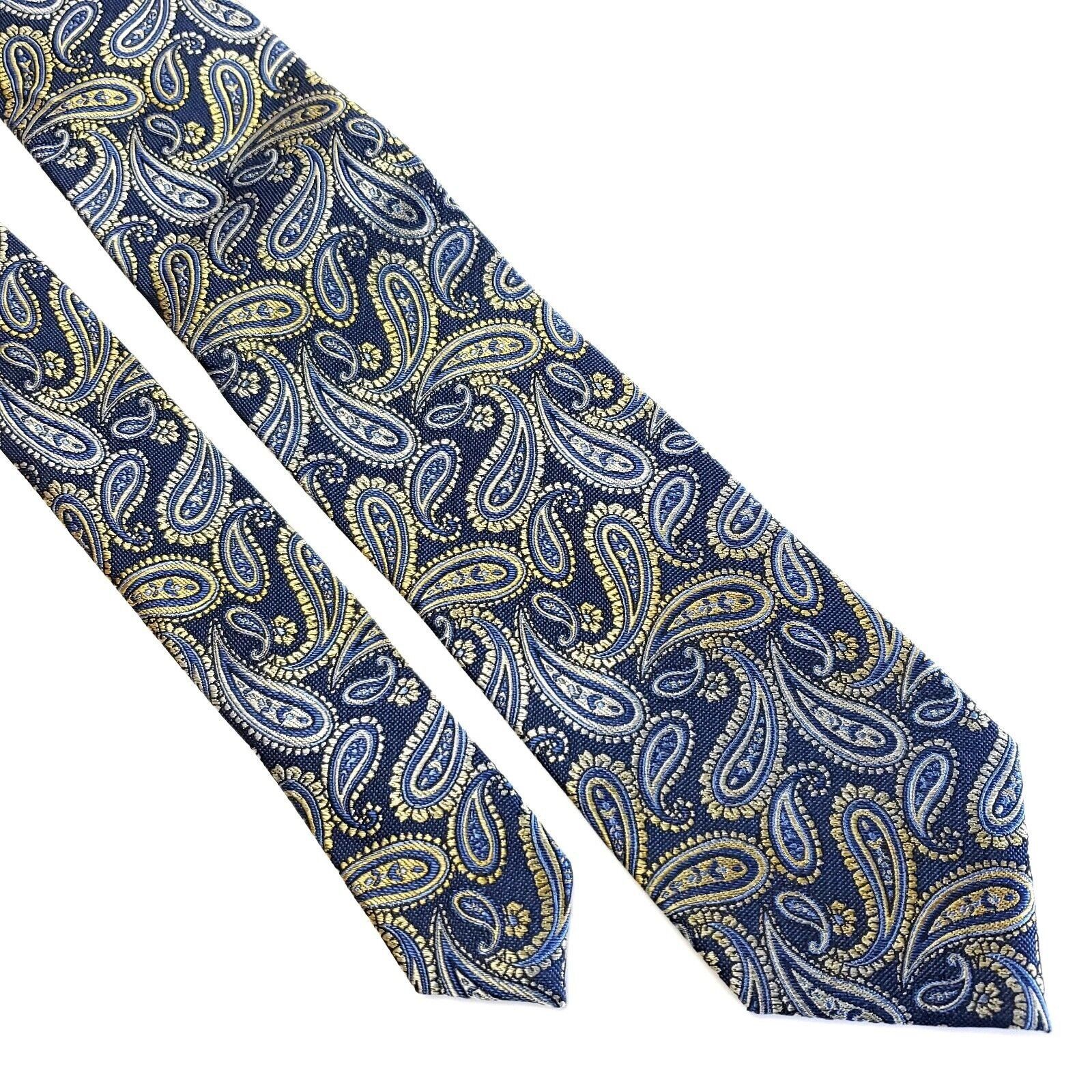 Pronto Uomo Pronto Uomo Platinum Blue Green Paisley Woven Skinny Silk Ti Size ONE SIZE - 1 Thumbnail