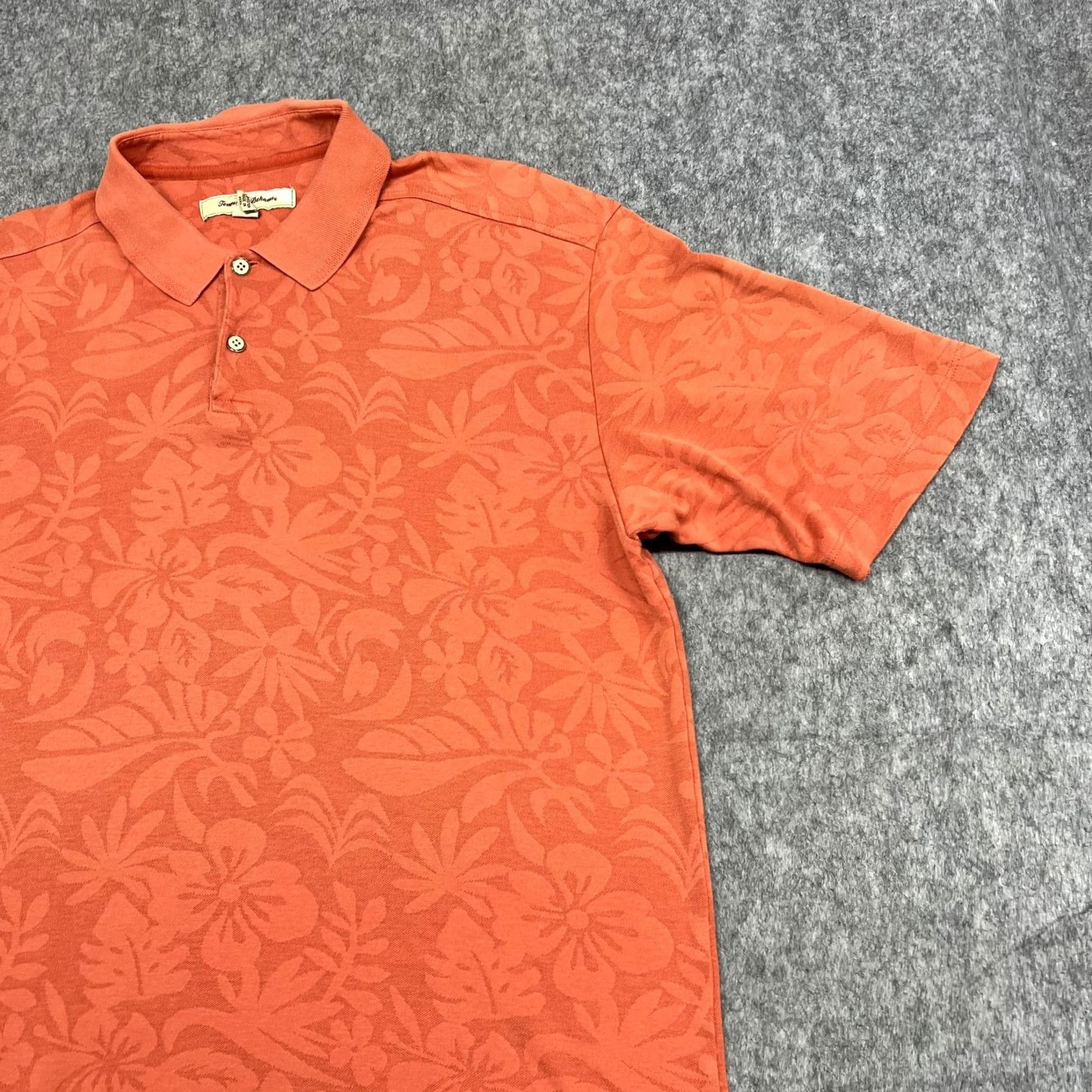 Tommy Bahama Tommy Bahama Polo Shirt Mens L Orange Floral Jacquard Pima Cotton Tropical Golf Casual Size US L / EU 52-54 / 3 - 7 Thumbnail