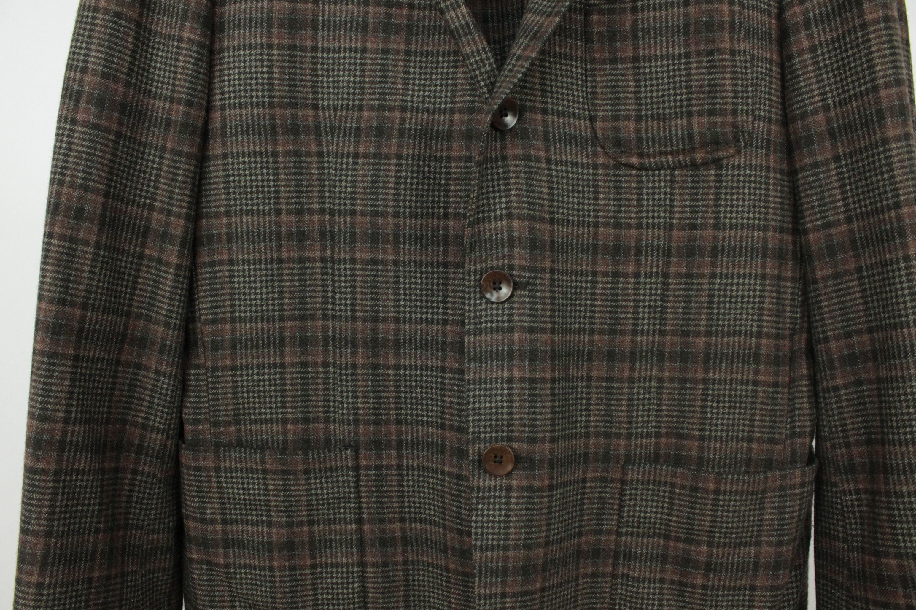 Paoloni PAOLONI Brown Flannel Wool Plaid Sport Coat Blazer Jacket Size US M / EU 48-50 / 2 - 3 Thumbnail