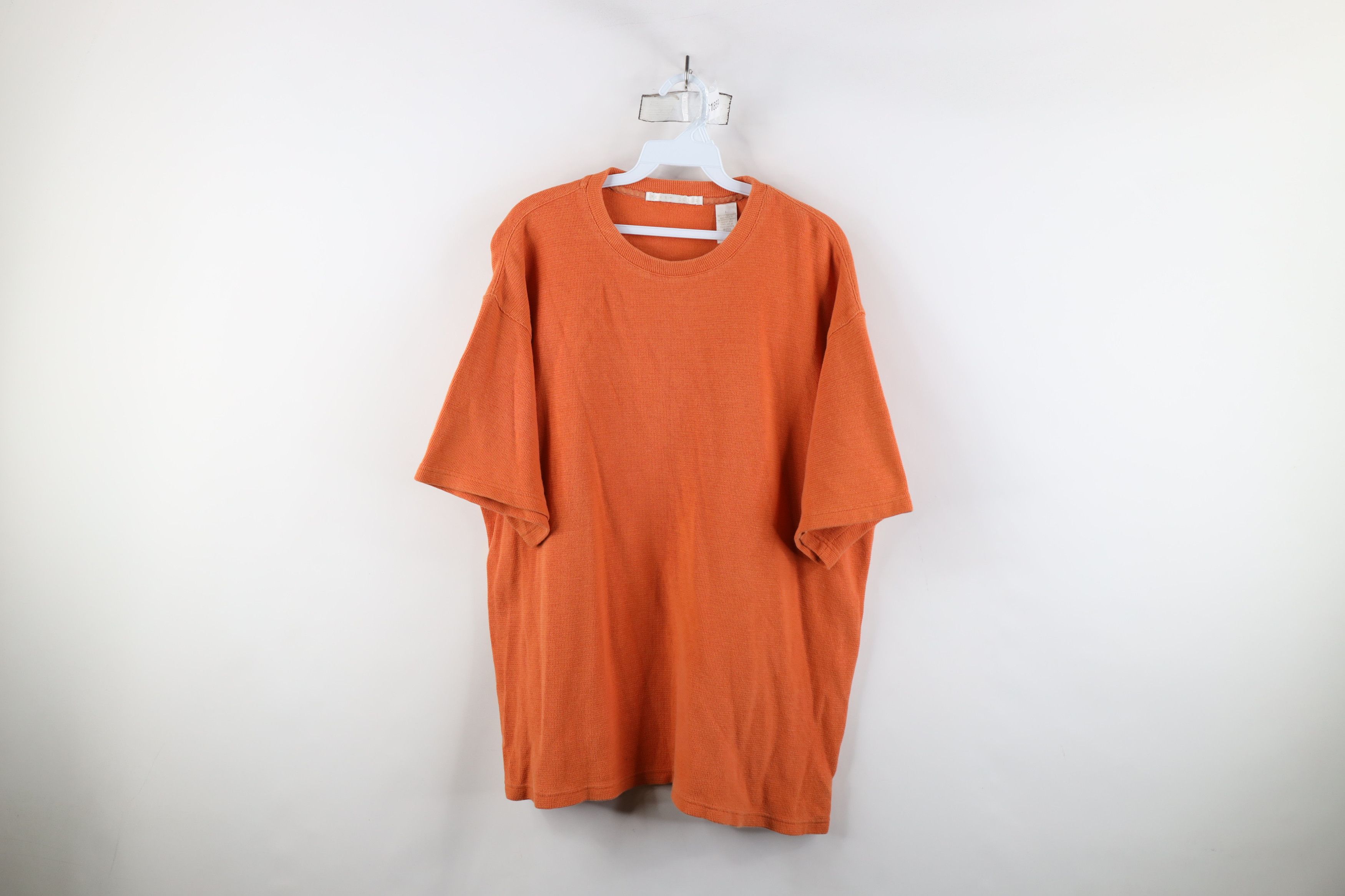 Vintage Vintage 90s Streetwear Blank Thermal Knit T-Shirt Orange USA Size US L / EU 52-54 / 3 - 1 Thumbnail