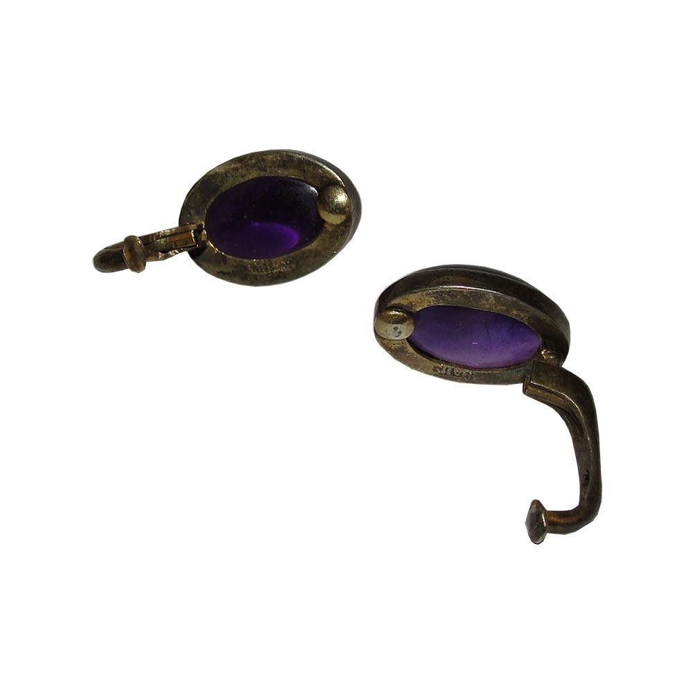 Designer Chinese Sterling Amethyst Cabochon Earrings Size ONE SIZE - 5 Thumbnail