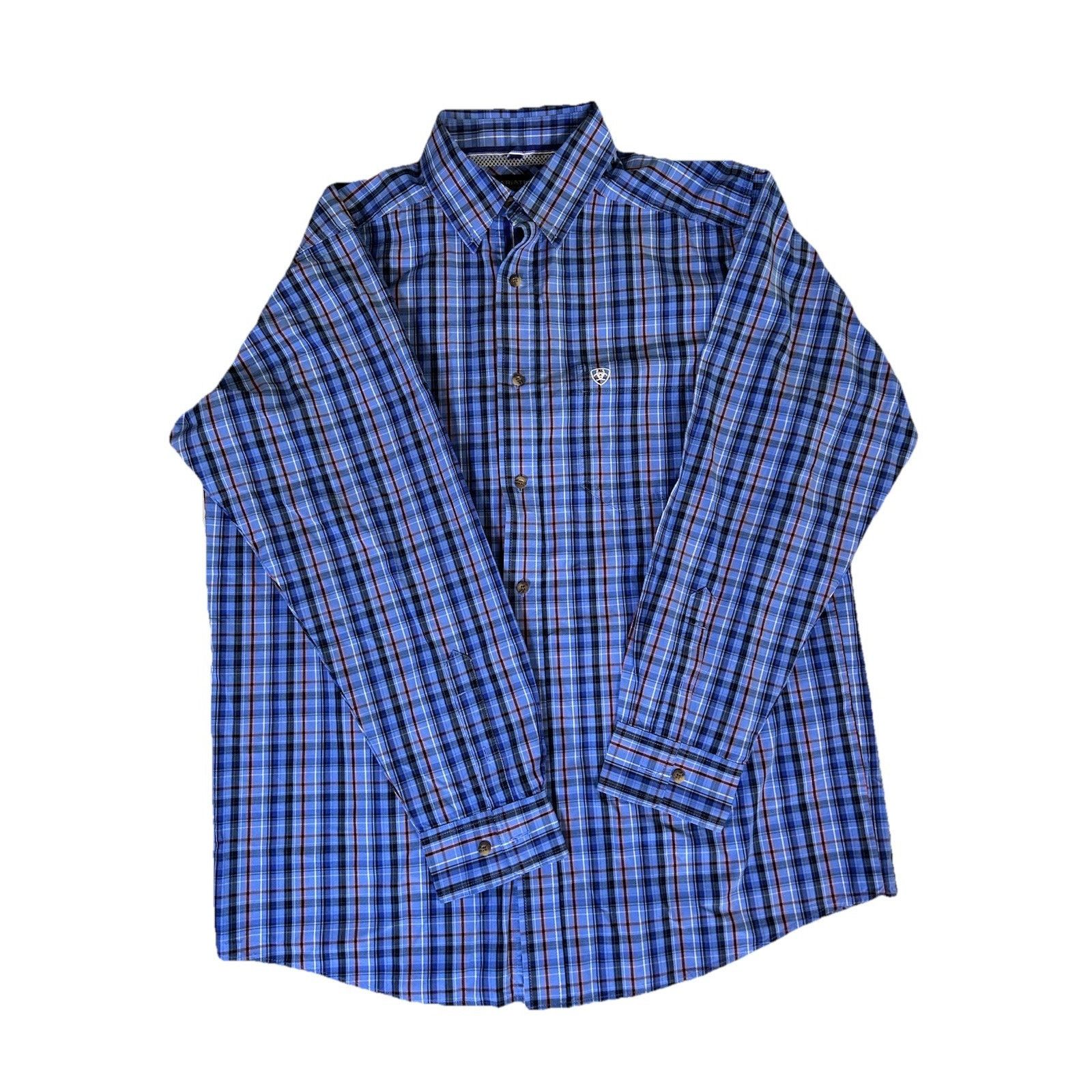 Ariat ariat pro series button down shirt mens L Blue Plaid Size US L / EU 52-54 / 3 - 2 Thumbnail