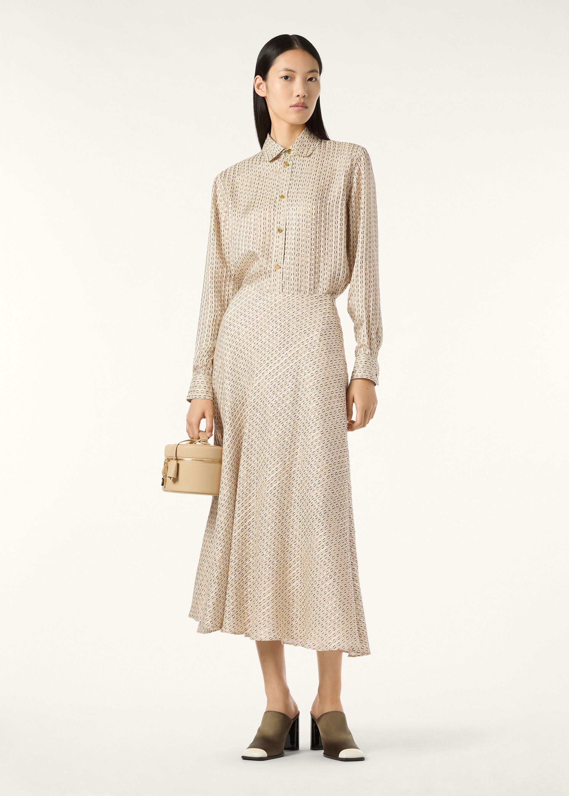 Loro Piana os11x0426 FAQ5896 Thea Shirt in Ivory/Brown Size S / US 4 / IT 40 - 2 Thumbnail