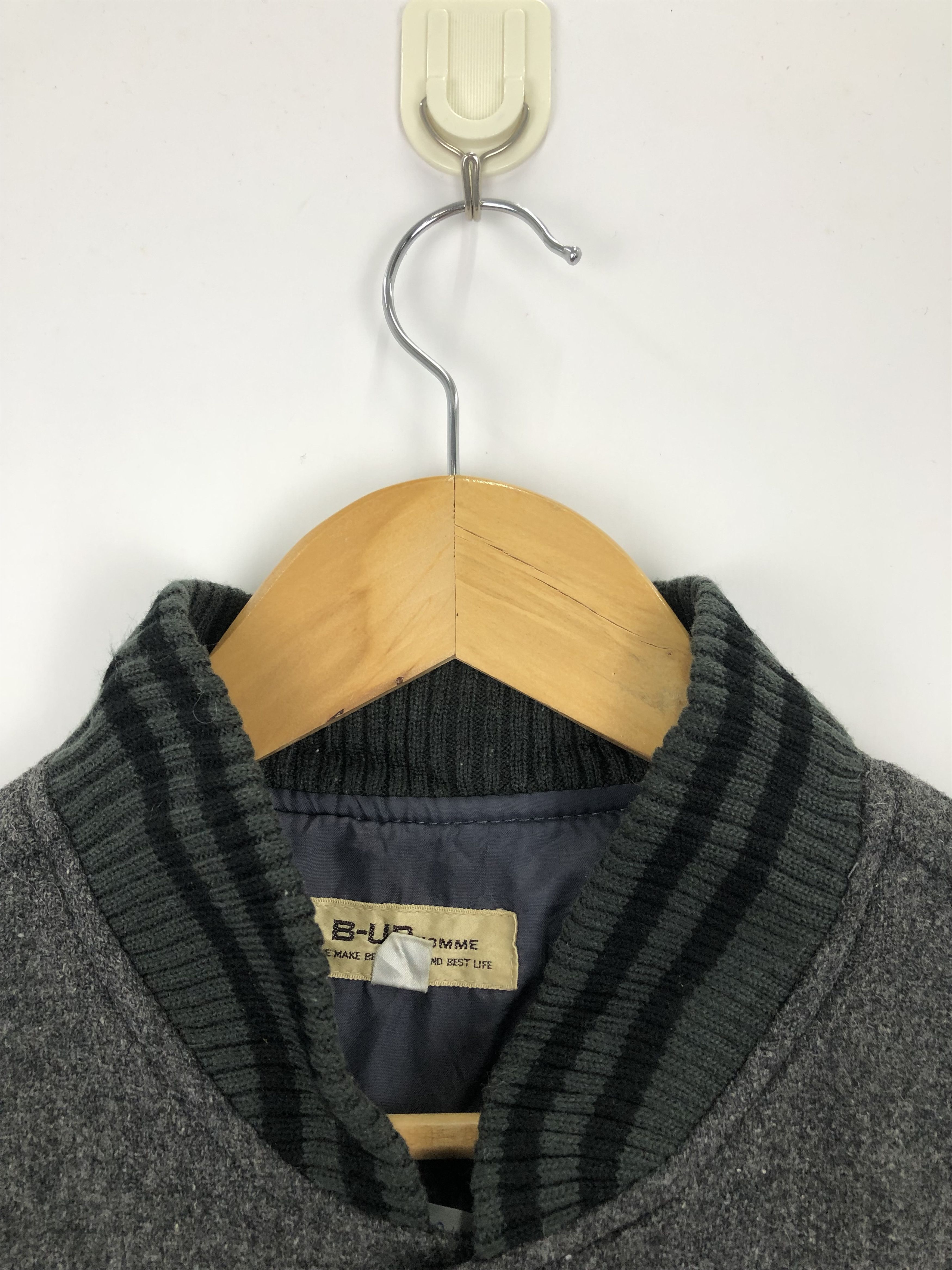 Japanese Brand Vintage 80s Japanese Brand Wool Varsity Jacket Gray V0407 Size US M / EU 48-50 / 2 - 7 Thumbnail