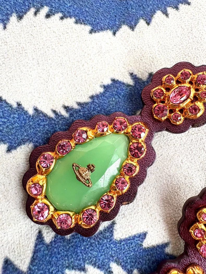 Vivienne Westwood Vivienne Westwood Vintage purple-green gem leather earring Size ONE SIZE - 3 Thumbnail