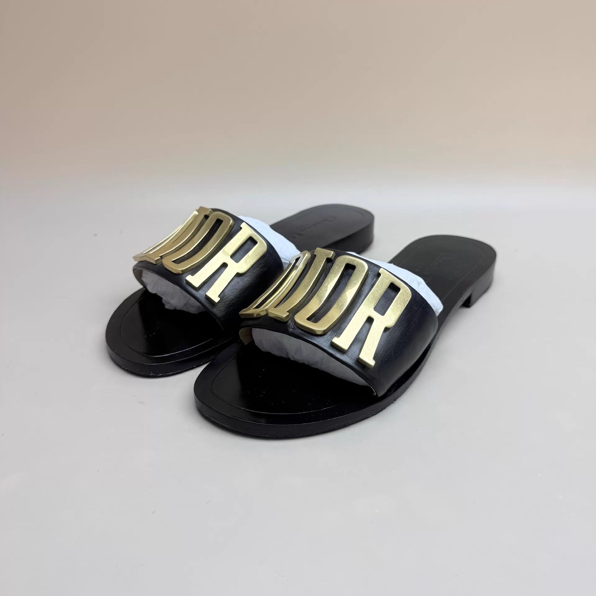 Dior Dior Black & Gold Logo Slipper 39 99 New Size US 8.5 / IT 38.5 - 1 Thumbnail