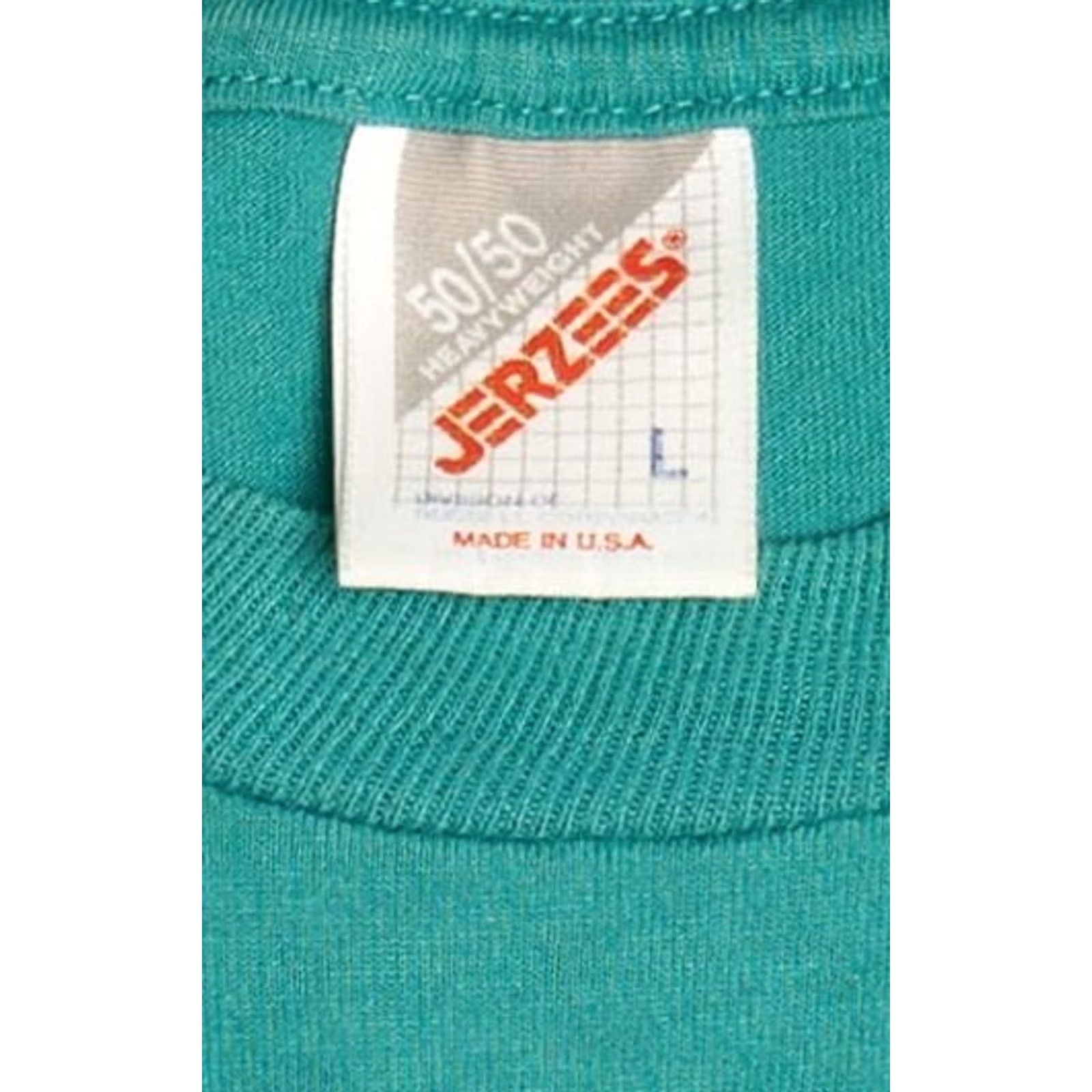 Jerzees VINTAGE Jerzees T-Shirt Club Fab Fabrication Division 1990s Unisex Adults Large Blue Green Cotton Polyester Tee Shirt Mens Womens Boys Girls Size US L / EU 52-54 / 3 - 4 Thumbnail