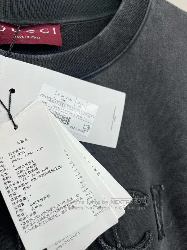 Gucci Gucci Grey embroidered letter logo sweatshirt Size US L / EU 52-54 / 3 - 3 Thumbnail
