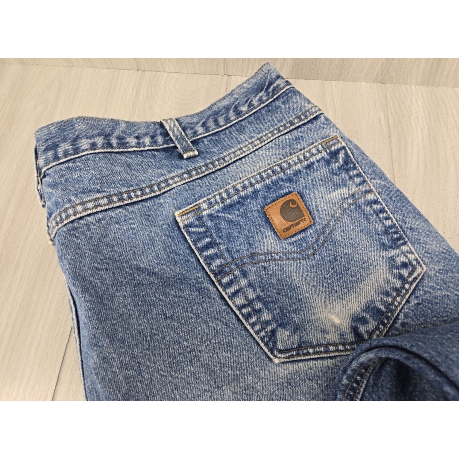 Carhartt Carhartt Jeans Distressed? No. Mens Denim Relaxed Fit Blue 44 x 30 B160 DTS - 5-Pocket Workwear Cotton Belt Loops Vintage? No Size US 44 / EU 60 - 3 Thumbnail